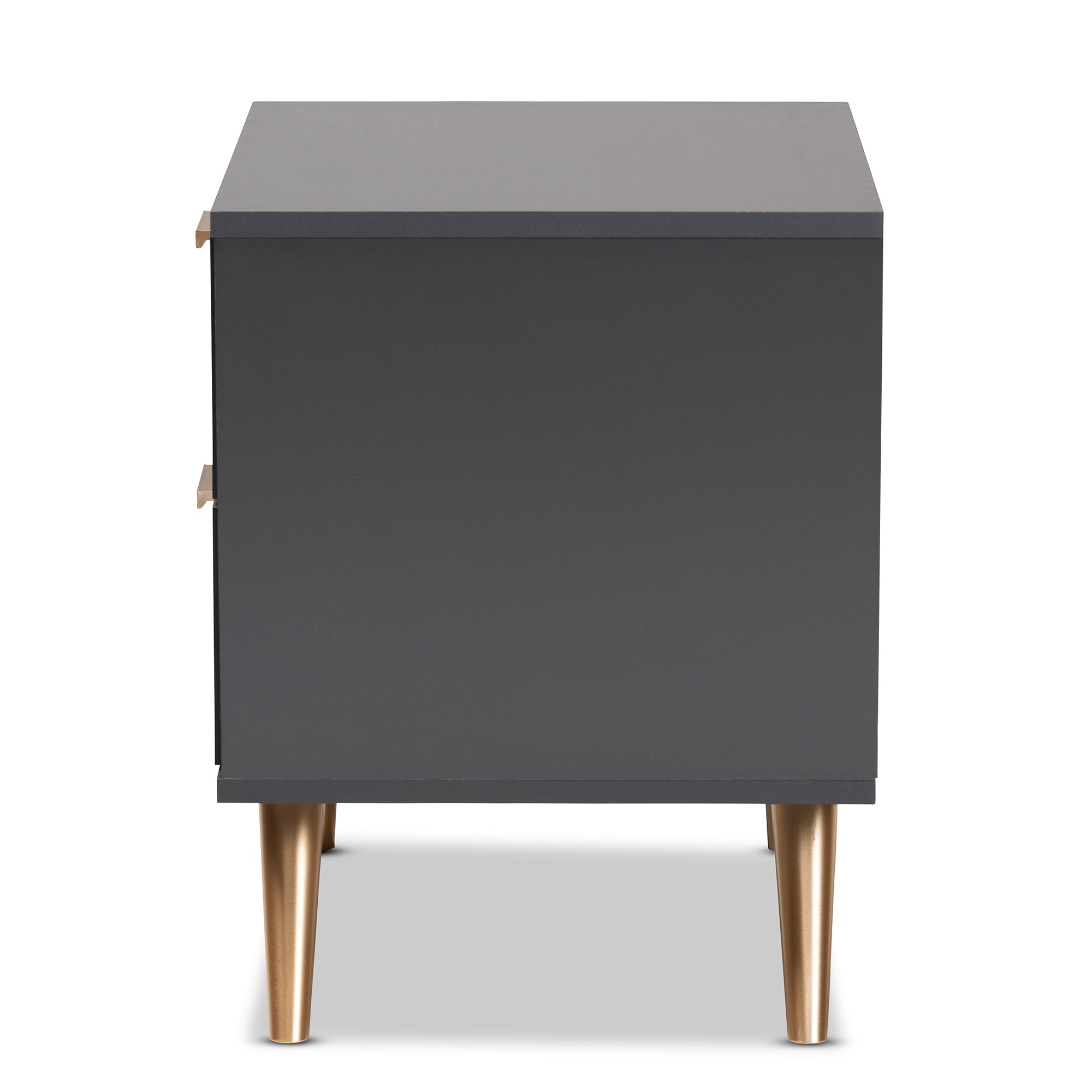 Baxton Studio Kelson Modern and Contemporary Dark Grey and Gold Finished Wood 2-Drawer Nightstand