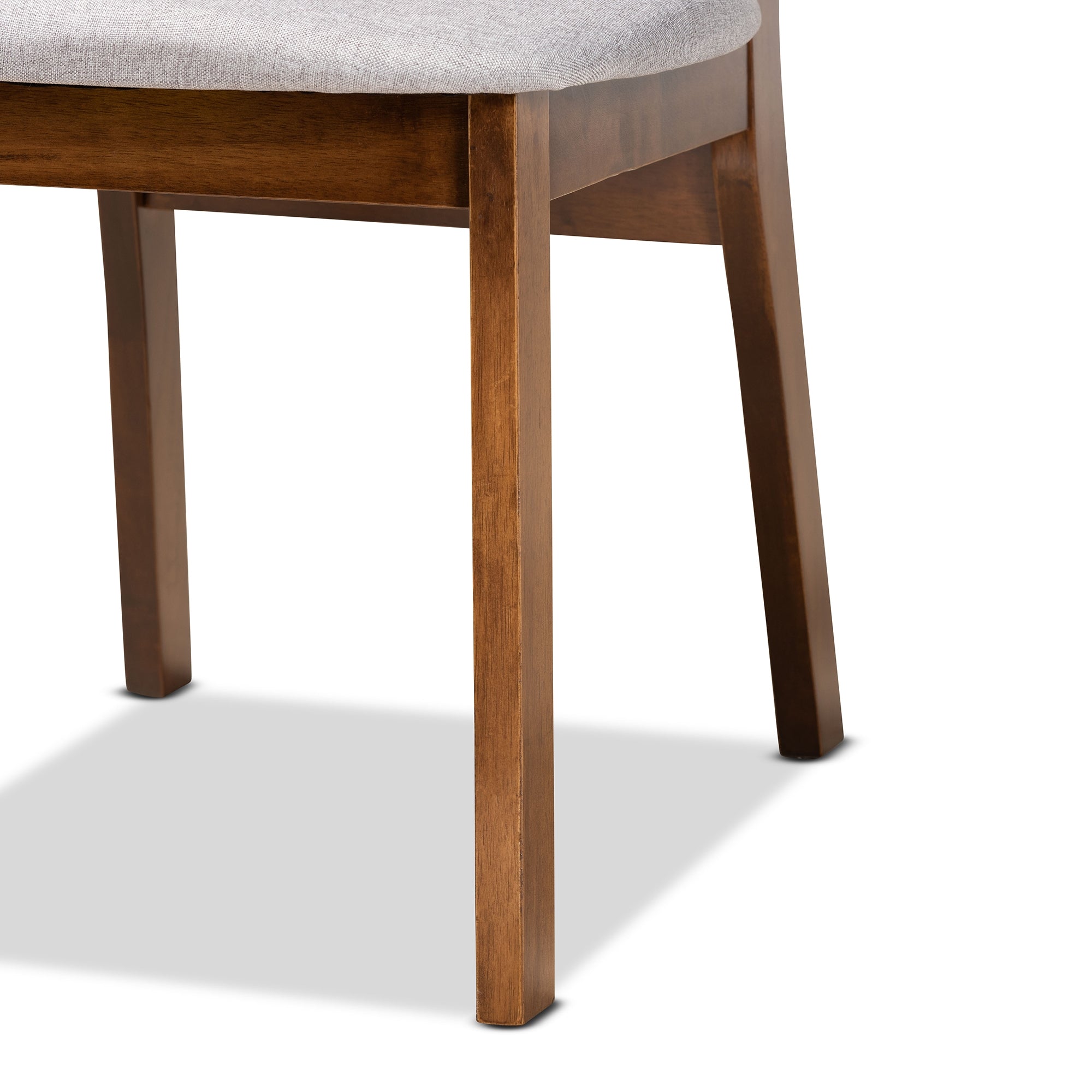 Baxton Studio Damara Mid-Century Modern Grey Fabric Upholstered and Walnut Brown Finished Wood 2-Piece Dining Chair Set