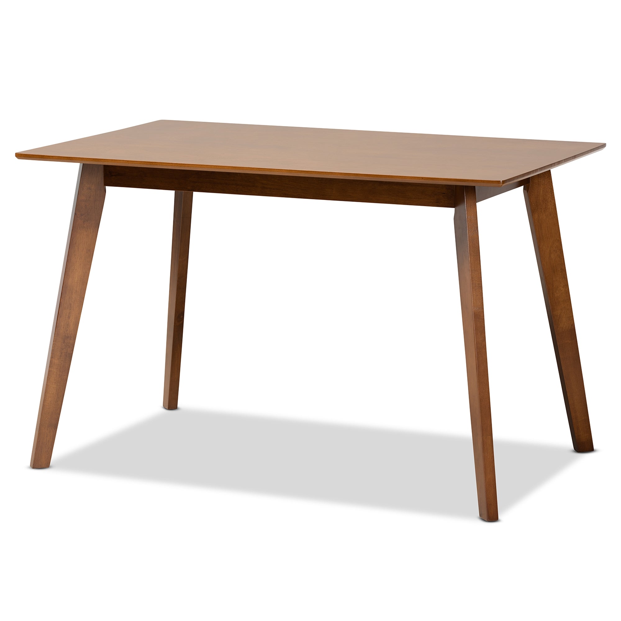 Baxton Studio Euclid Mid-Century Modern Grey Fabric Upholstered and Walnut Brown Finished Wood 5-Piece Dining Set
