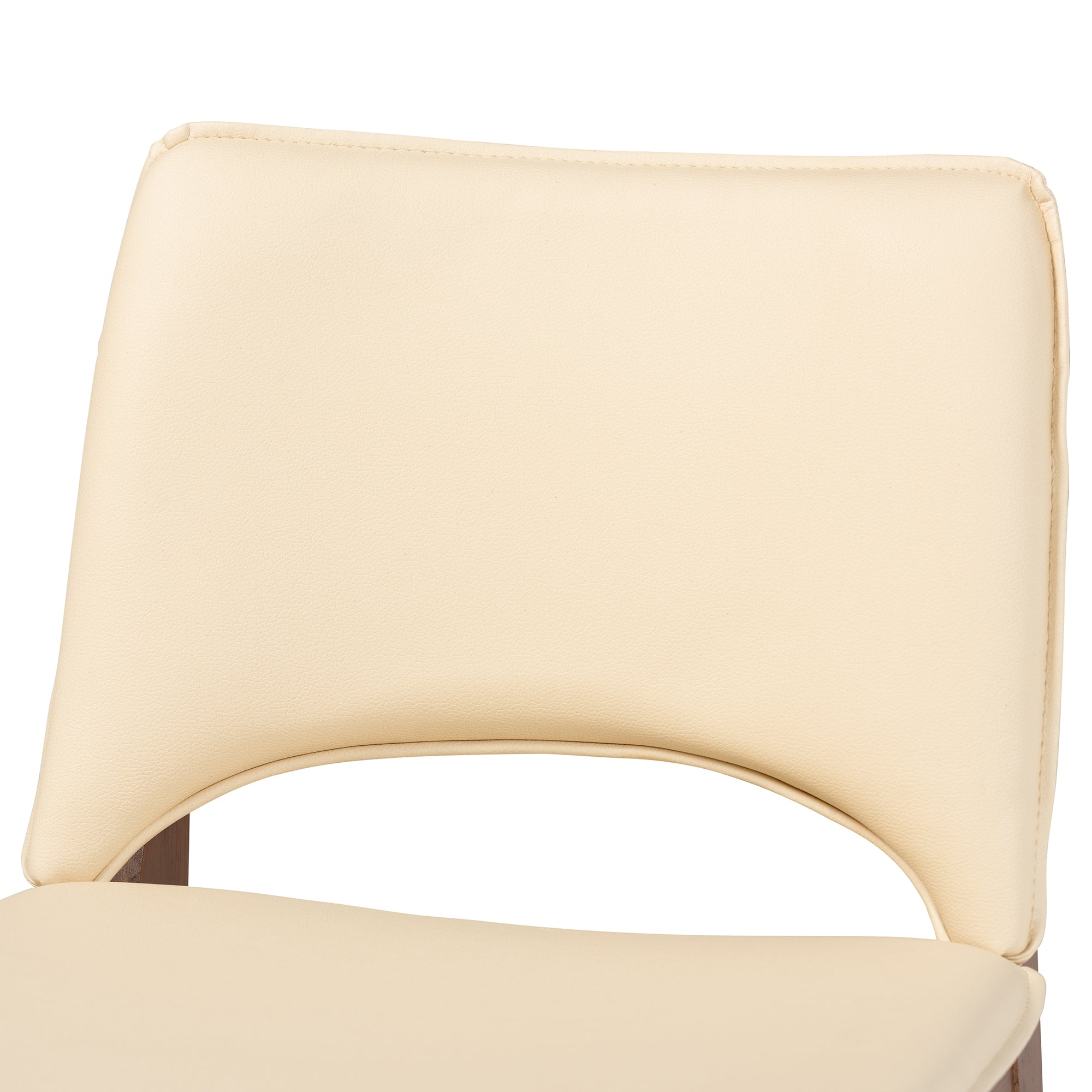 Baxton Studio Afton Mid-Century Modern Beige Faux Leather Upholstered and Walnut Brown Finished Wood 2-Piece Dining Chair Set