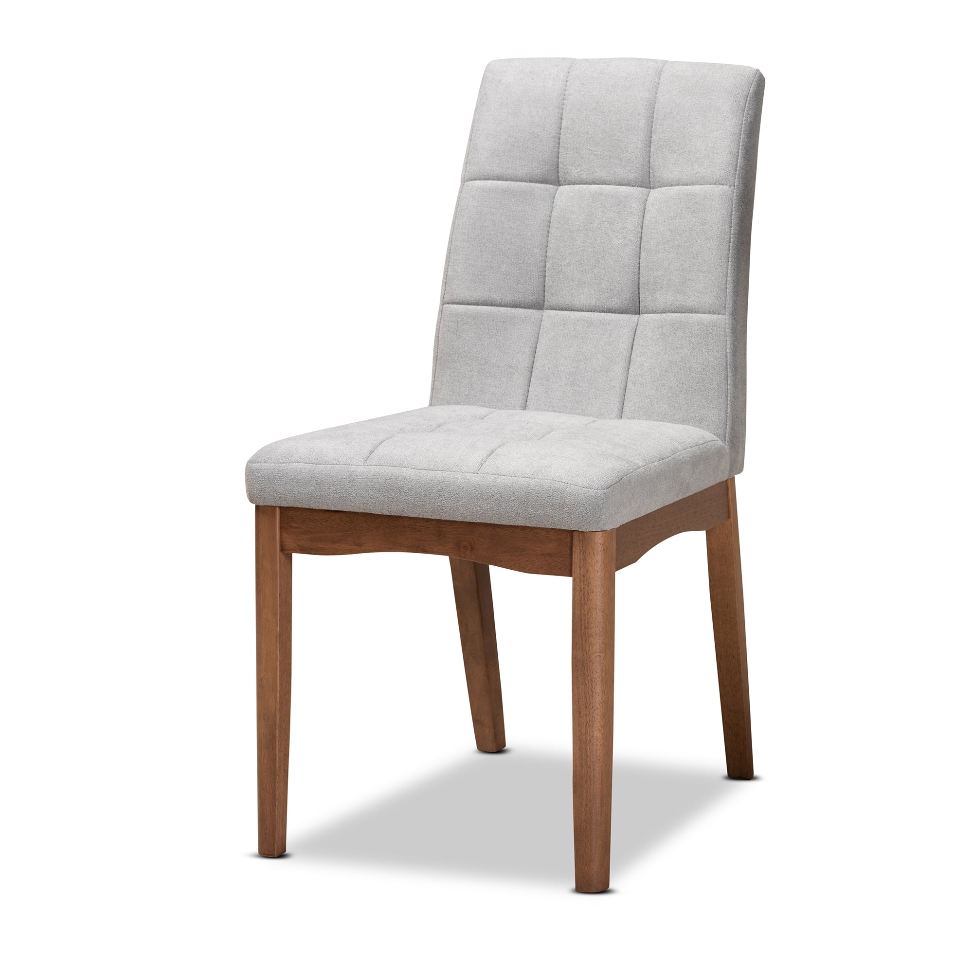 Baxton Studio Tara Mid-Century Modern Light Grey Fabric Upholstered and Walnut Brown Finished Wood 7-Piece Dining Set