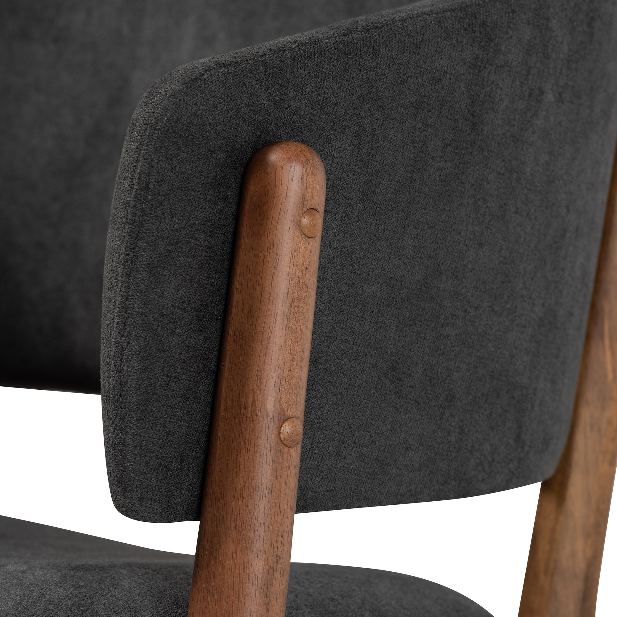 Baxton Studio Baron Mid-Century Modern Dark Grey Fabric Upholstered and Walnut Brown Finished Wood 2-Piece Living Room Accent Chair Set