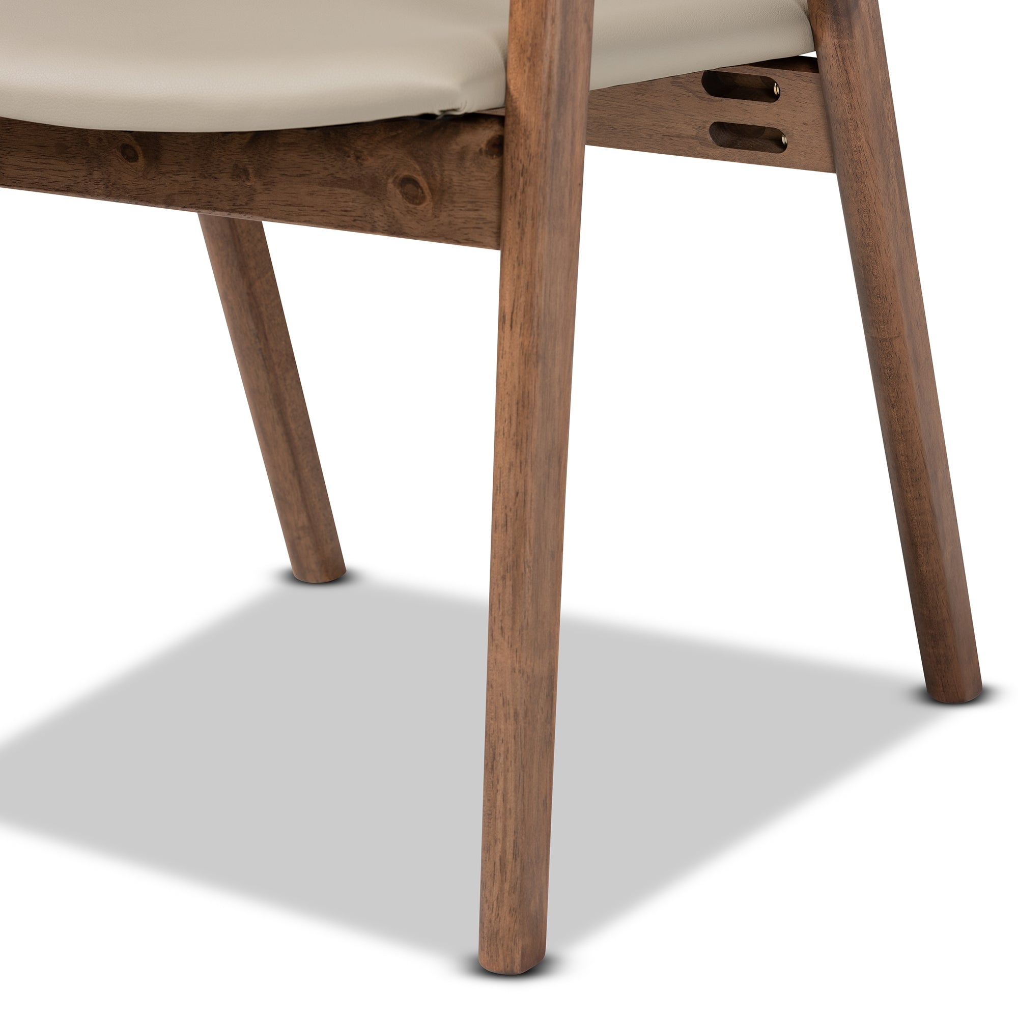 Baxton Studio Harland Mid-Century Modern Grey Faux Leather Upholstered and Walnut Brown Finished Wood 2-Piece Dining Chair Set