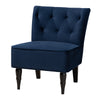 Baxton Studio Harmon Modern and Contemporary Transitional Navy Blue Velvet Fabric Upholstered and Black Finished Wood Accent Chair