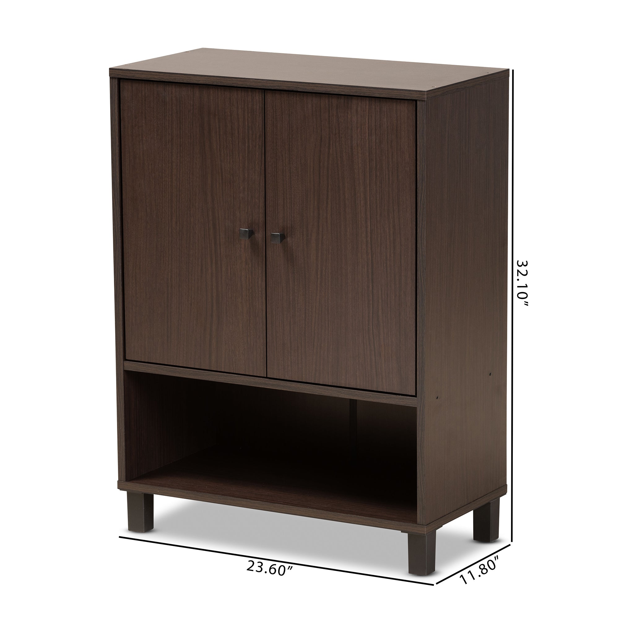 Baxton Studio Rossin Modern and Contemporary Dark Brown Finished Wood 2-Door Entryway Shoe Storage Cabinet with Bottom Shelf