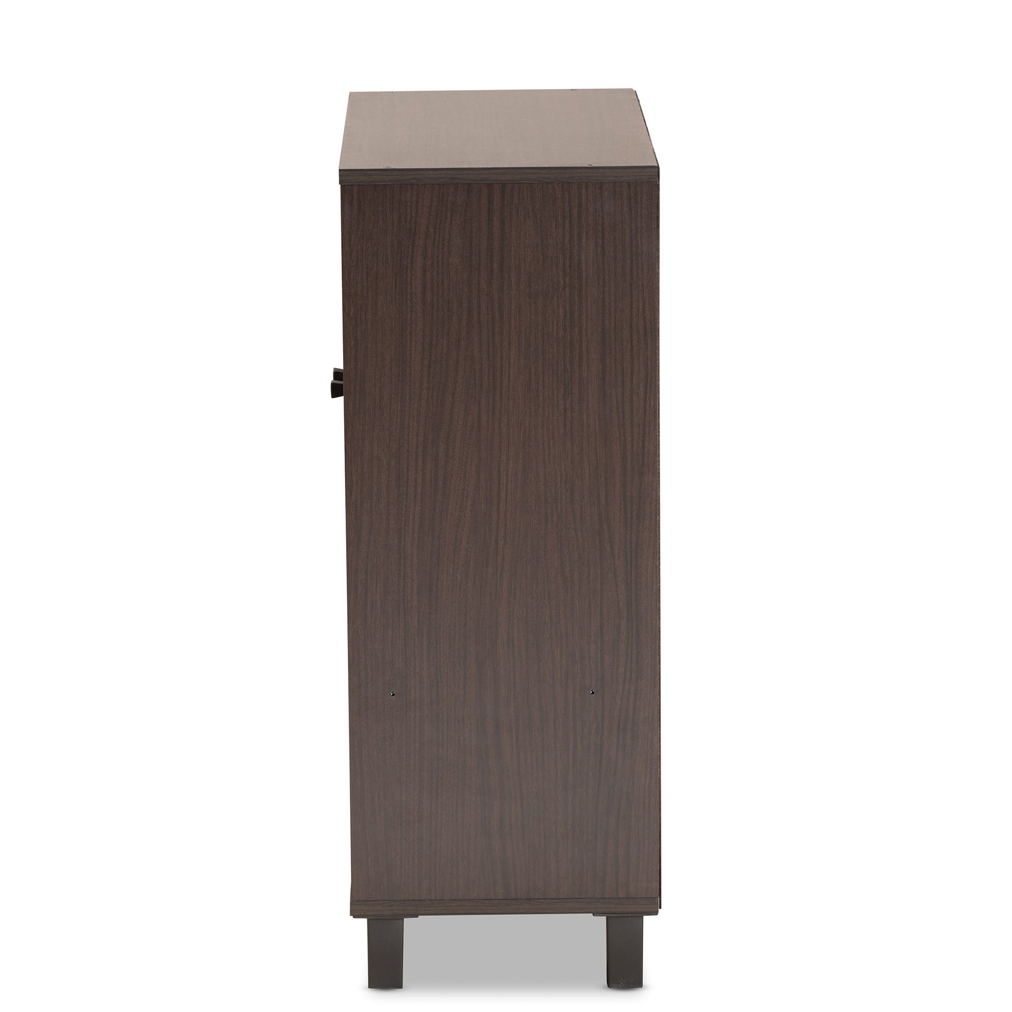 Baxton Studio Rossin Modern and Contemporary Dark Brown Finished Wood 2-Door Entryway Shoe Storage Cabinet with Bottom Shelf