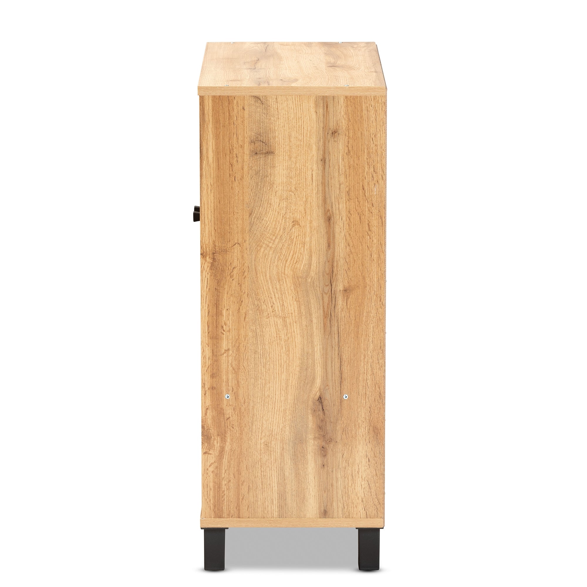 Baxton Studio Rossin Modern and Contemporary Oak Brown Finished Wood 2-Door Entryway Shoe Storage Cabinet with Bottom Shelf