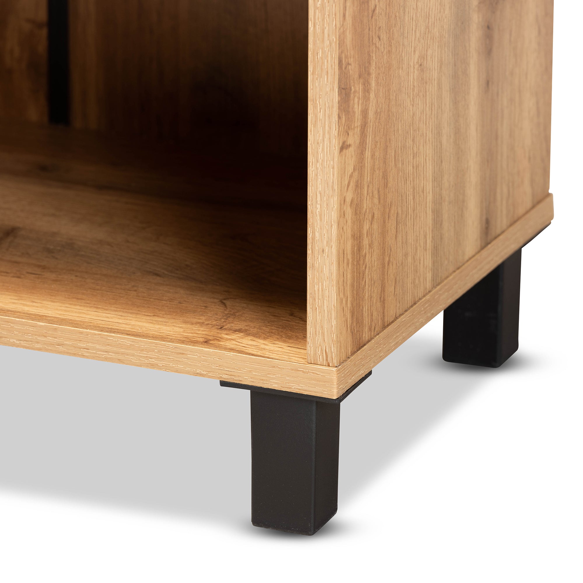 Baxton Studio Rossin Modern and Contemporary Oak Brown Finished Wood 2-Door Entryway Shoe Storage Cabinet with Bottom Shelf