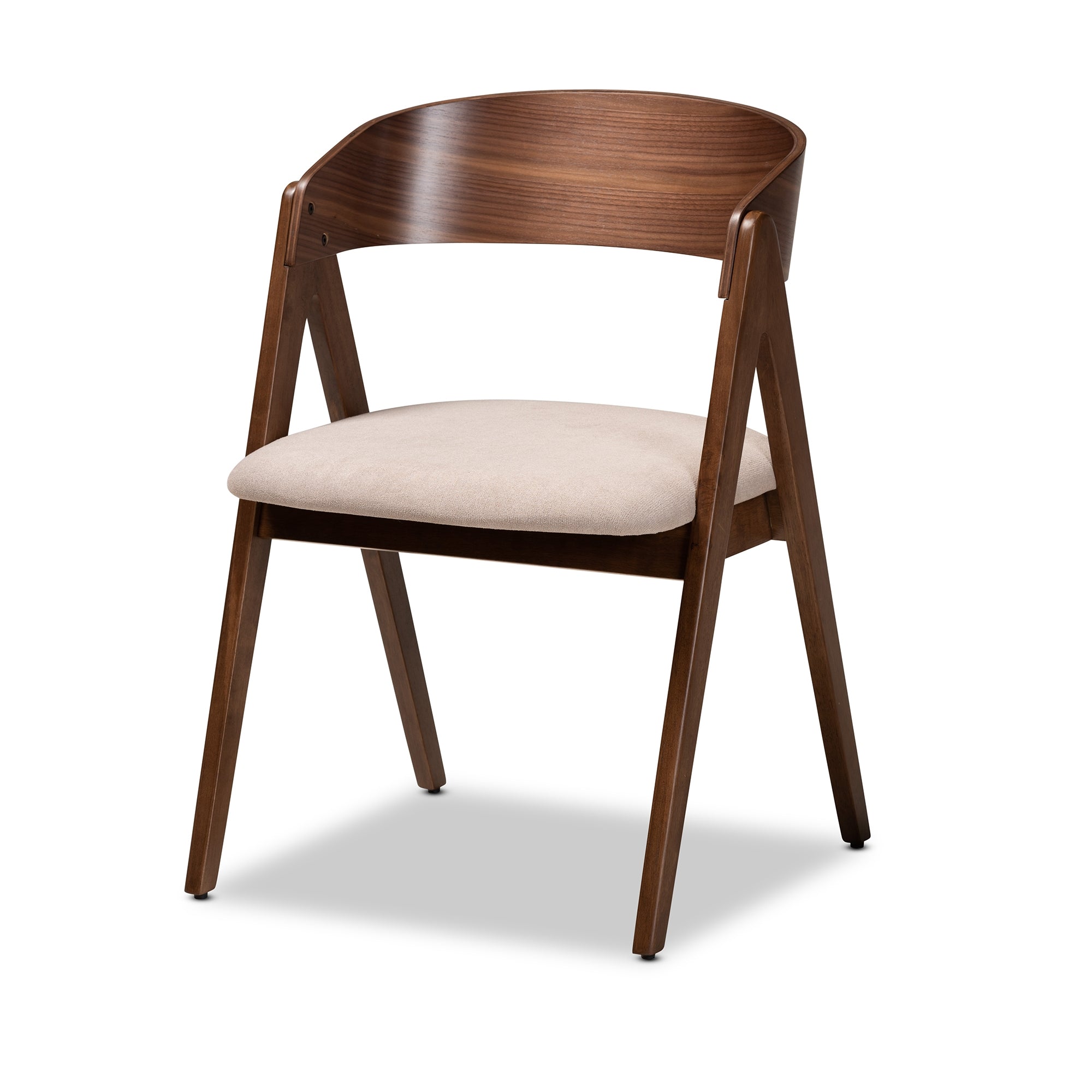 Baxton Studio Danton Mid-Century Modern Beige Fabric Upholstered and Walnut Brown Finished Wood 5-Piece Dining Set