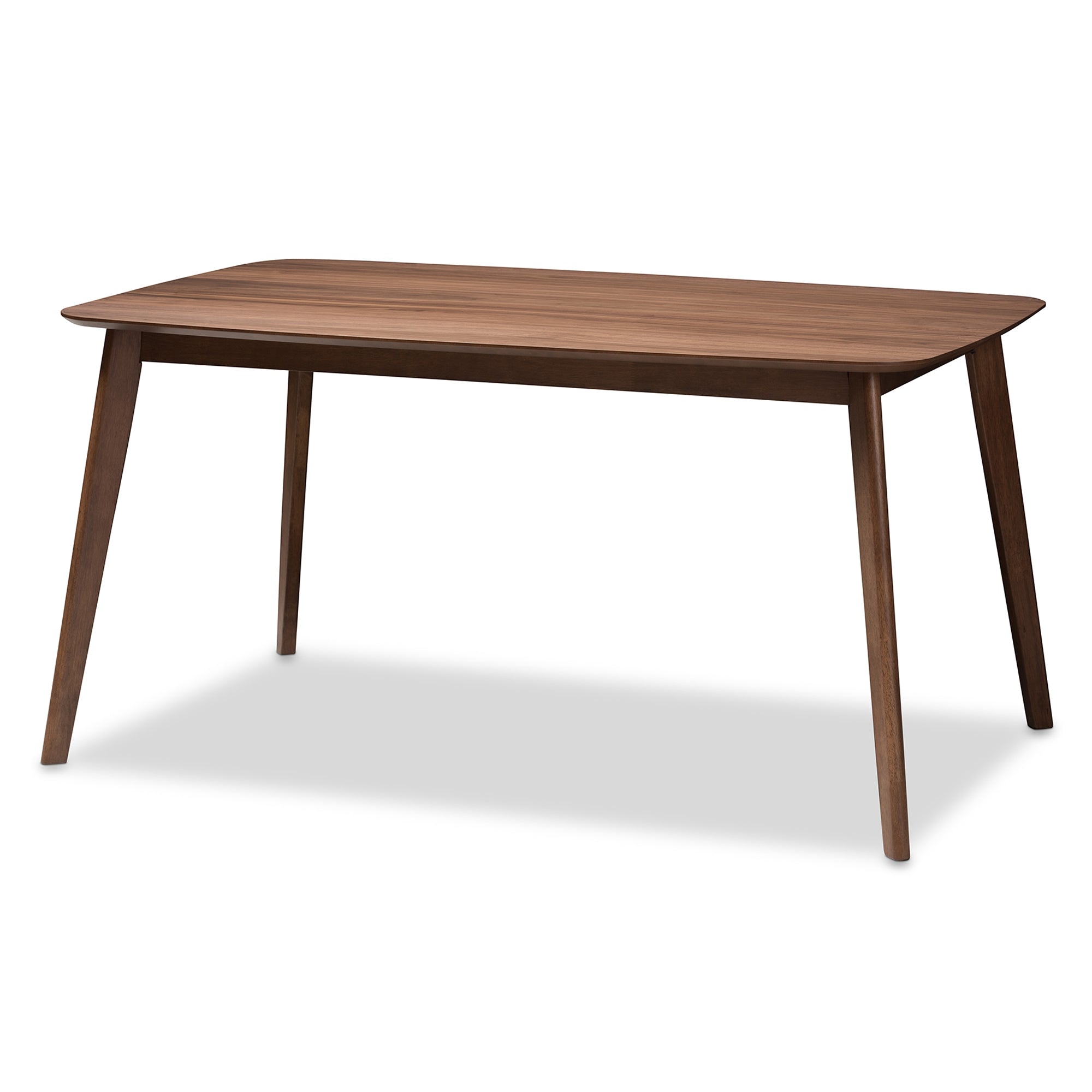 Baxton Studio Danton Mid-Century Modern Beige Fabric Upholstered and Walnut Brown Finished Wood 5-Piece Dining Set