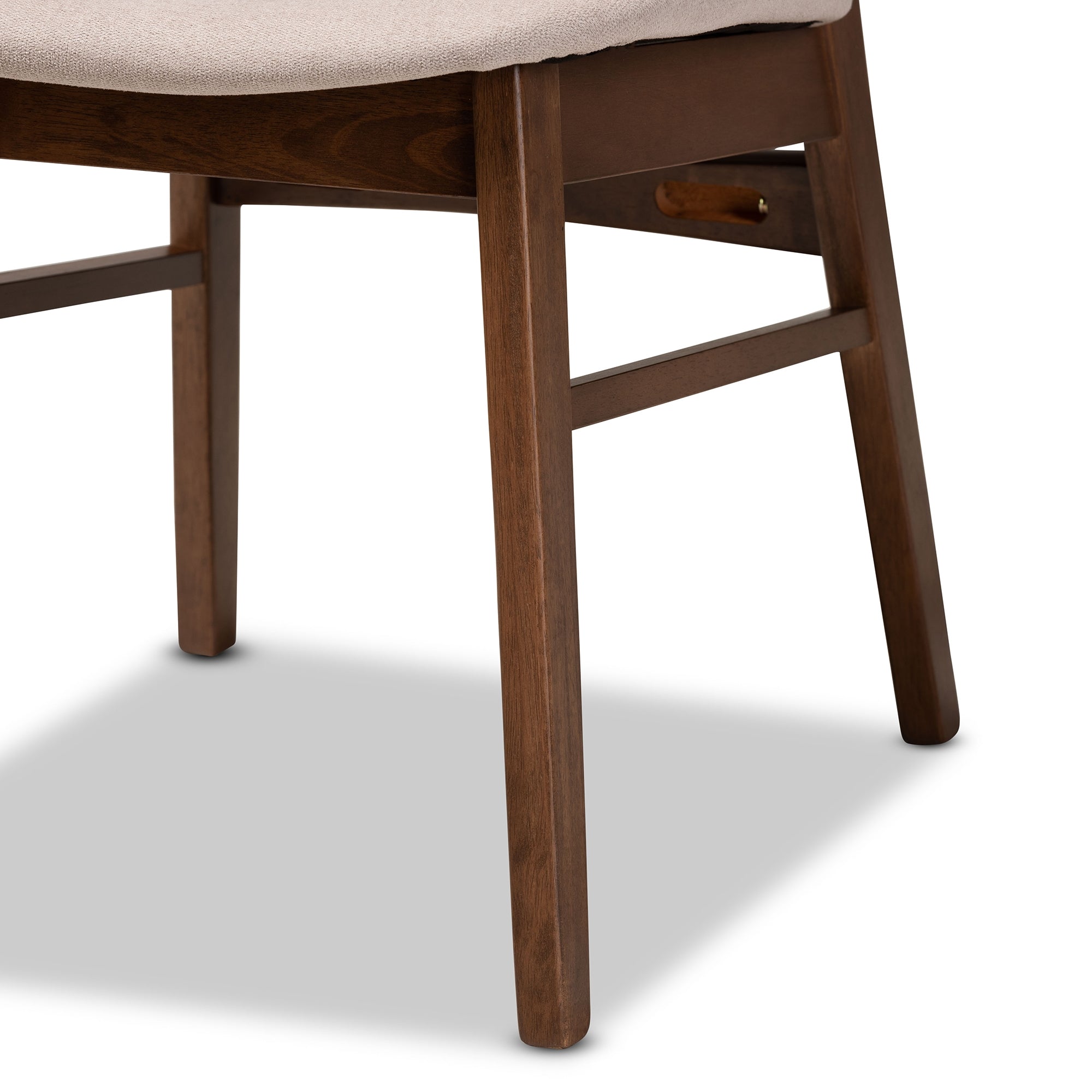 Baxton Studio Alston Mid-Century Modern Beige Fabric Upholstered and Walnut Brown Finished Wood 2-Piece Dining Chair Set