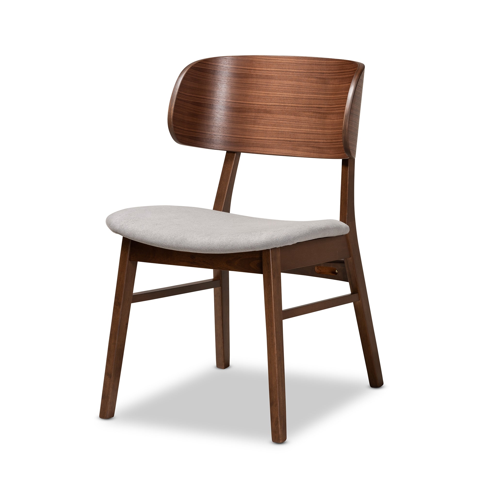Baxton Studio Alston Mid-Century Modern Grey Fabric Upholstered and Walnut Brown Finished Wood 5-Piece Dining Set
