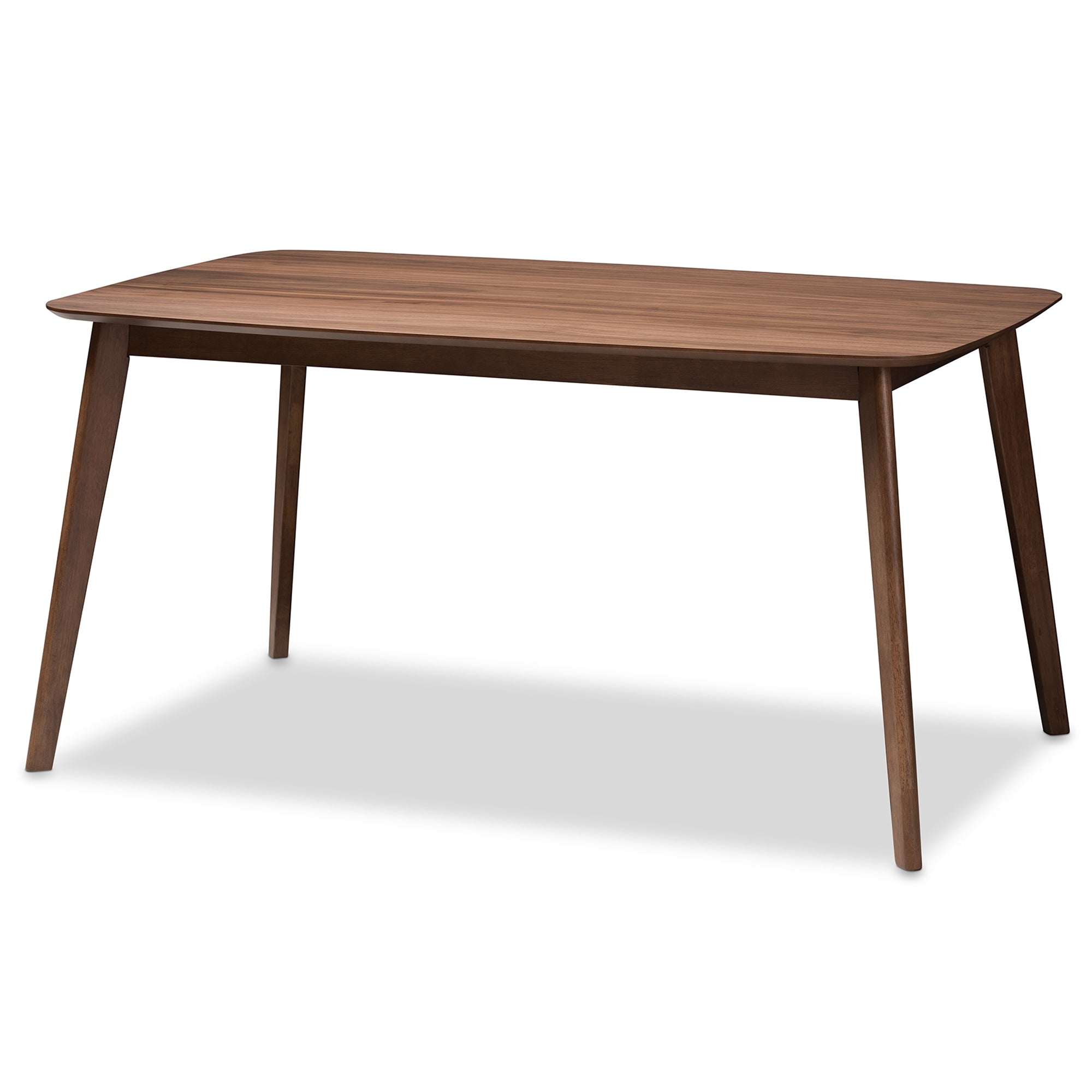 Baxton Studio Alston Mid-Century Modern Grey Fabric Upholstered and Walnut Brown Finished Wood 5-Piece Dining Set