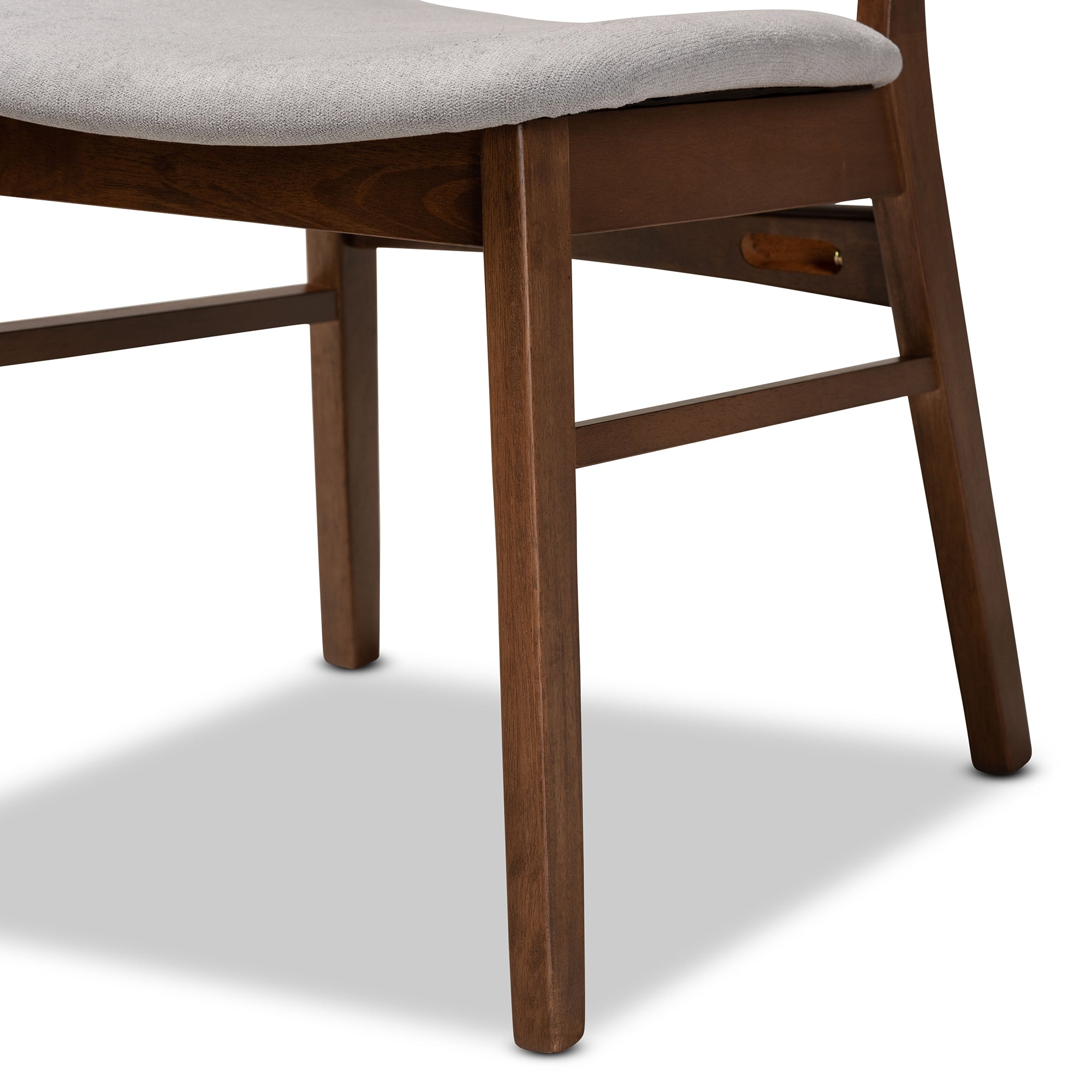 Baxton Studio Alston Mid-Century Modern Grey Fabric Upholstered and Walnut Brown Finished Wood 5-Piece Dining Set