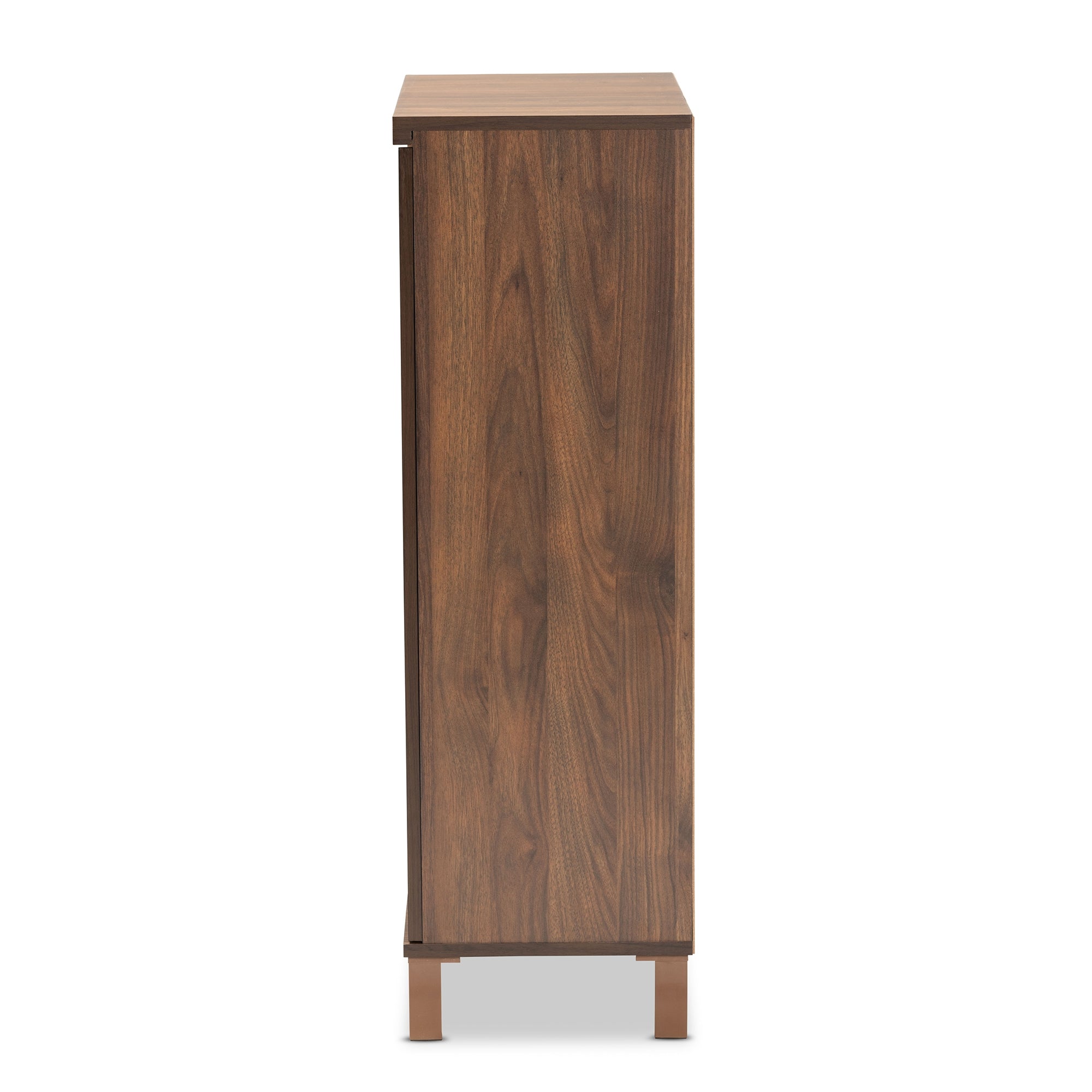 Baxton Studio Talon Modern and Contemporary Two-Tone Walnut Brown and Dark Grey Finished Wood 2-Door Shoe Storage Cabinet