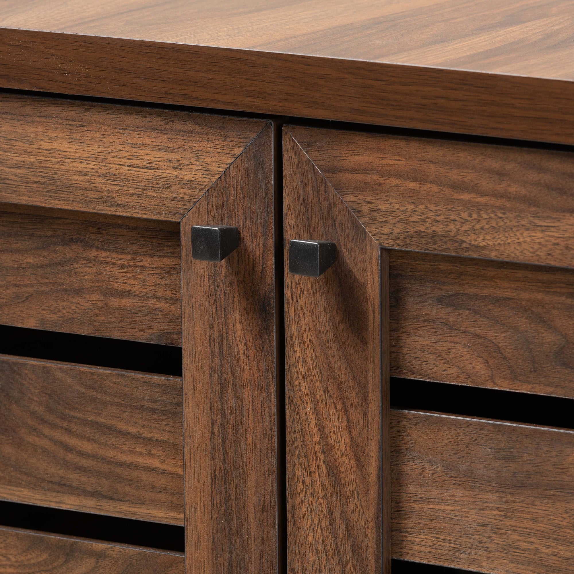 Baxton Studio Salma Modern and Contemporary Walnut Brown Finished Wood 2-Door Shoe Storage Cabinet