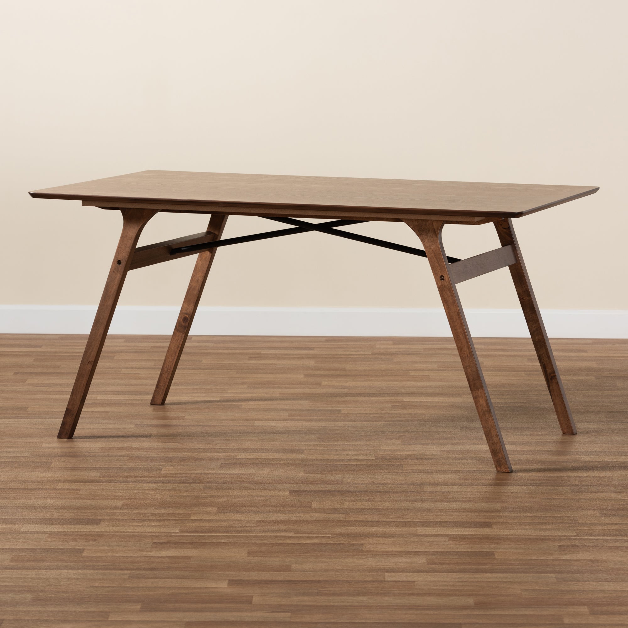 Baxton Studio Saxton Mid-Century Modern Transitional Walnut Brown Finished Wood Dining Table