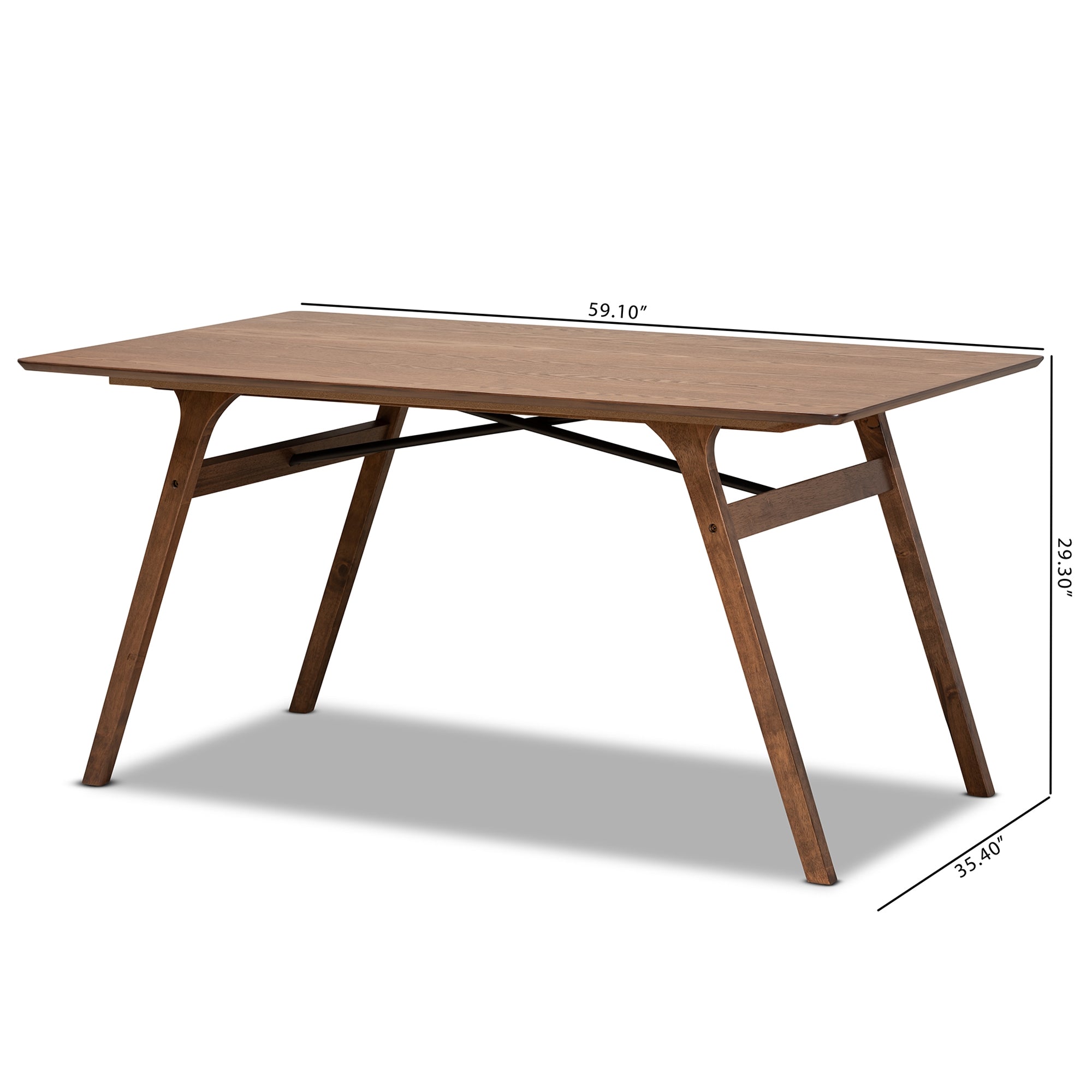Baxton Studio Saxton Mid-Century Modern Transitional Walnut Brown Finished Wood Dining Table