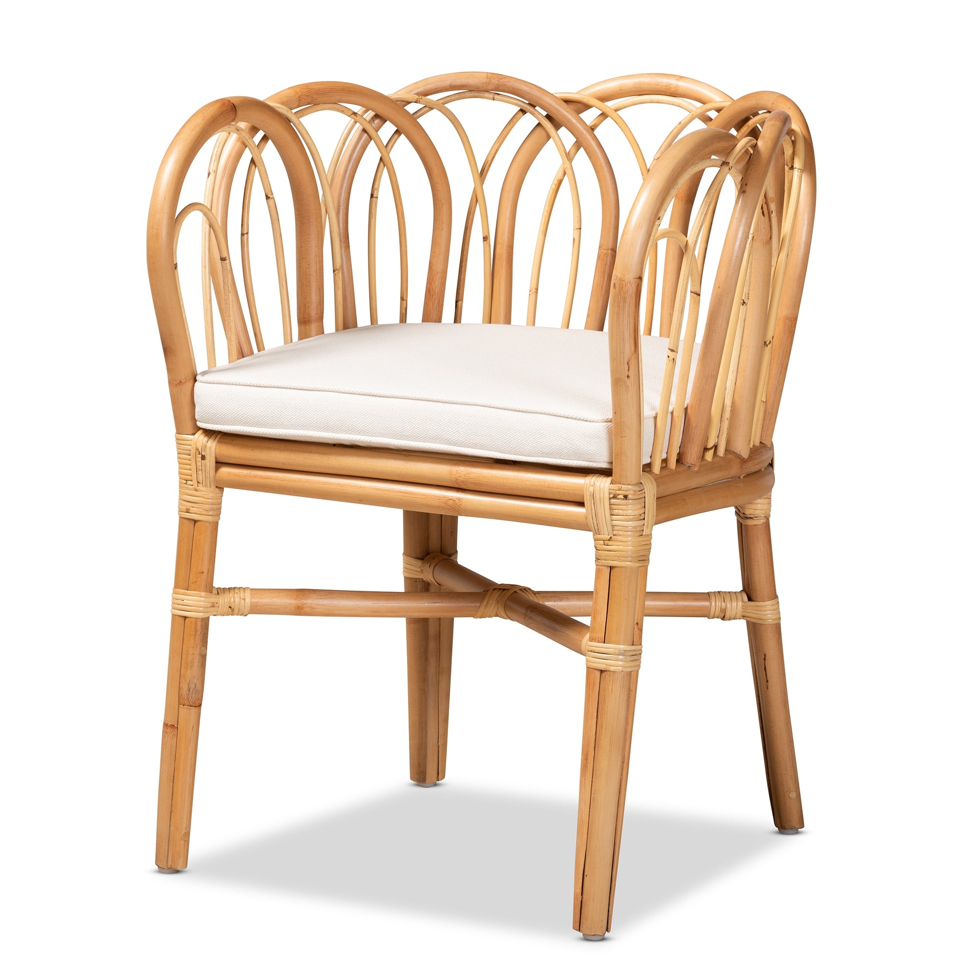 bali & pari Melody Modern and Contemporary Natural Finished Rattan Dining Chair