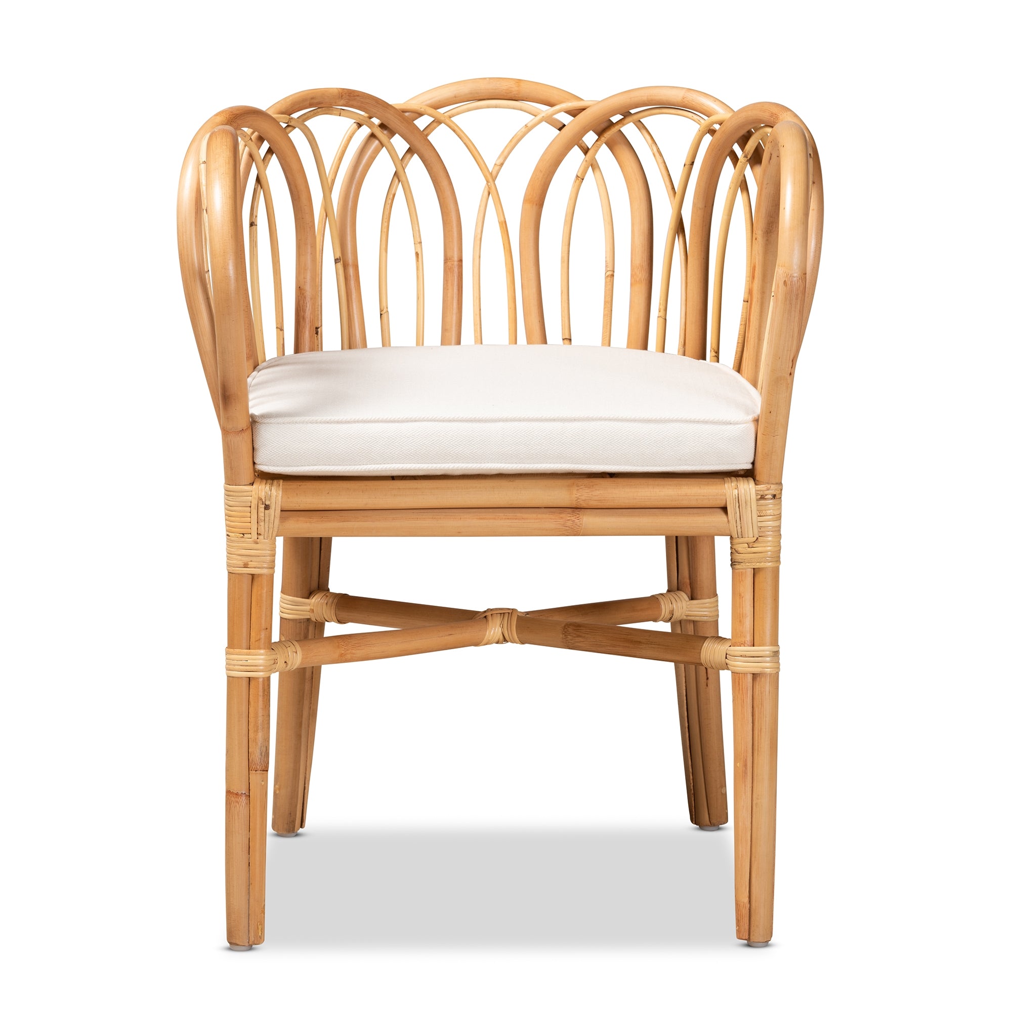 bali & pari Melody Modern and Contemporary Natural Finished Rattan Dining Chair
