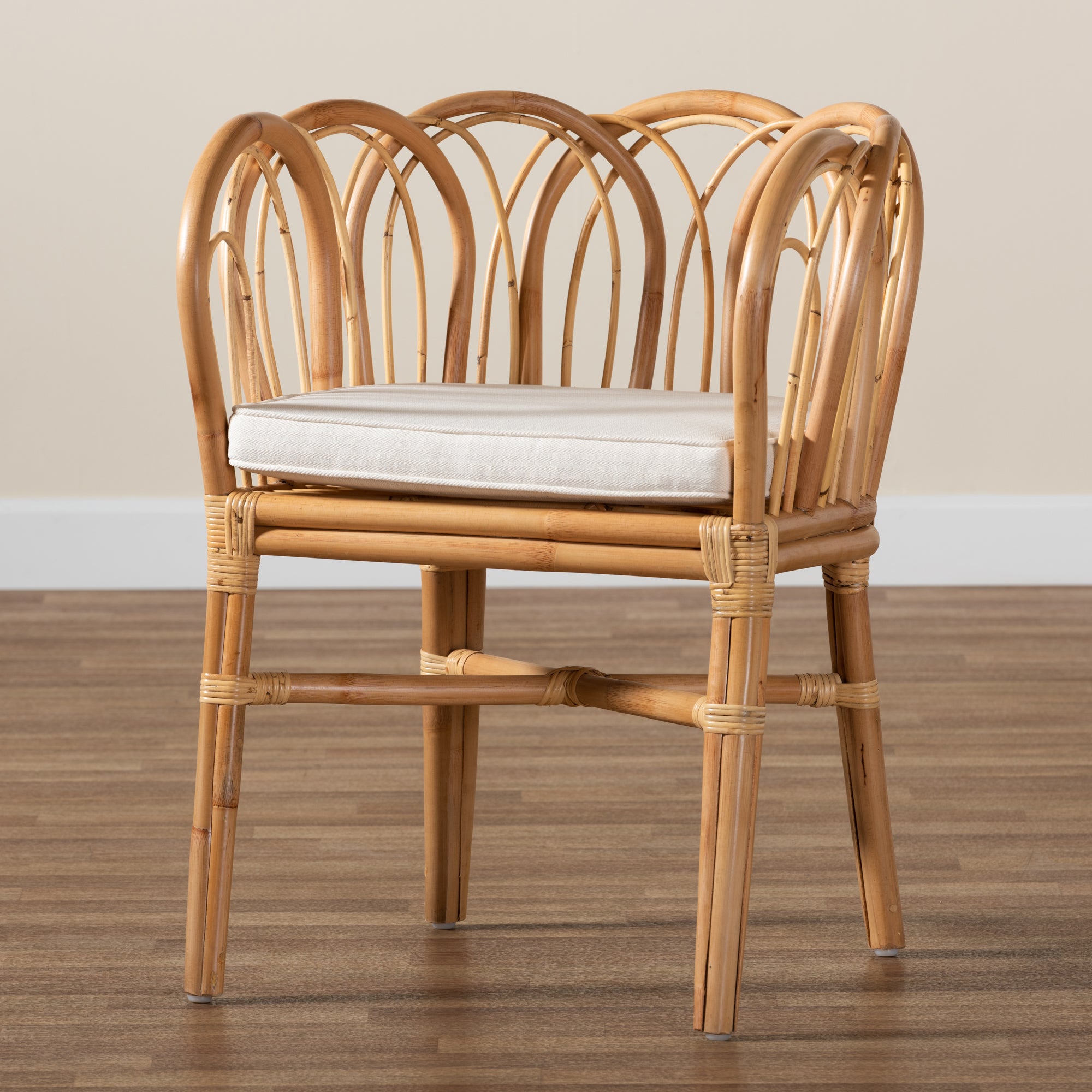 bali & pari Melody Modern and Contemporary Natural Finished Rattan Dining Chair