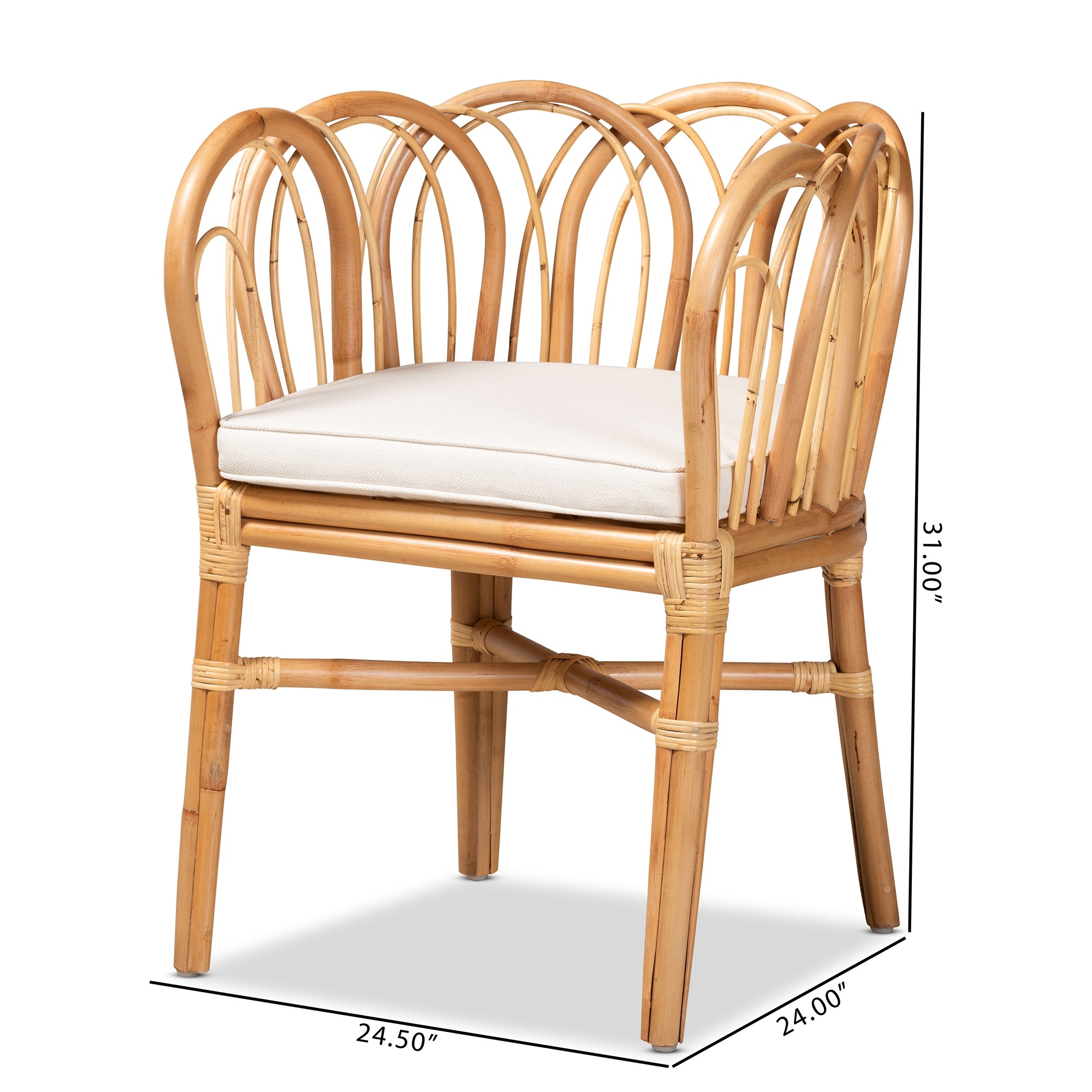 bali & pari Melody Modern and Contemporary Natural Finished Rattan Dining Chair