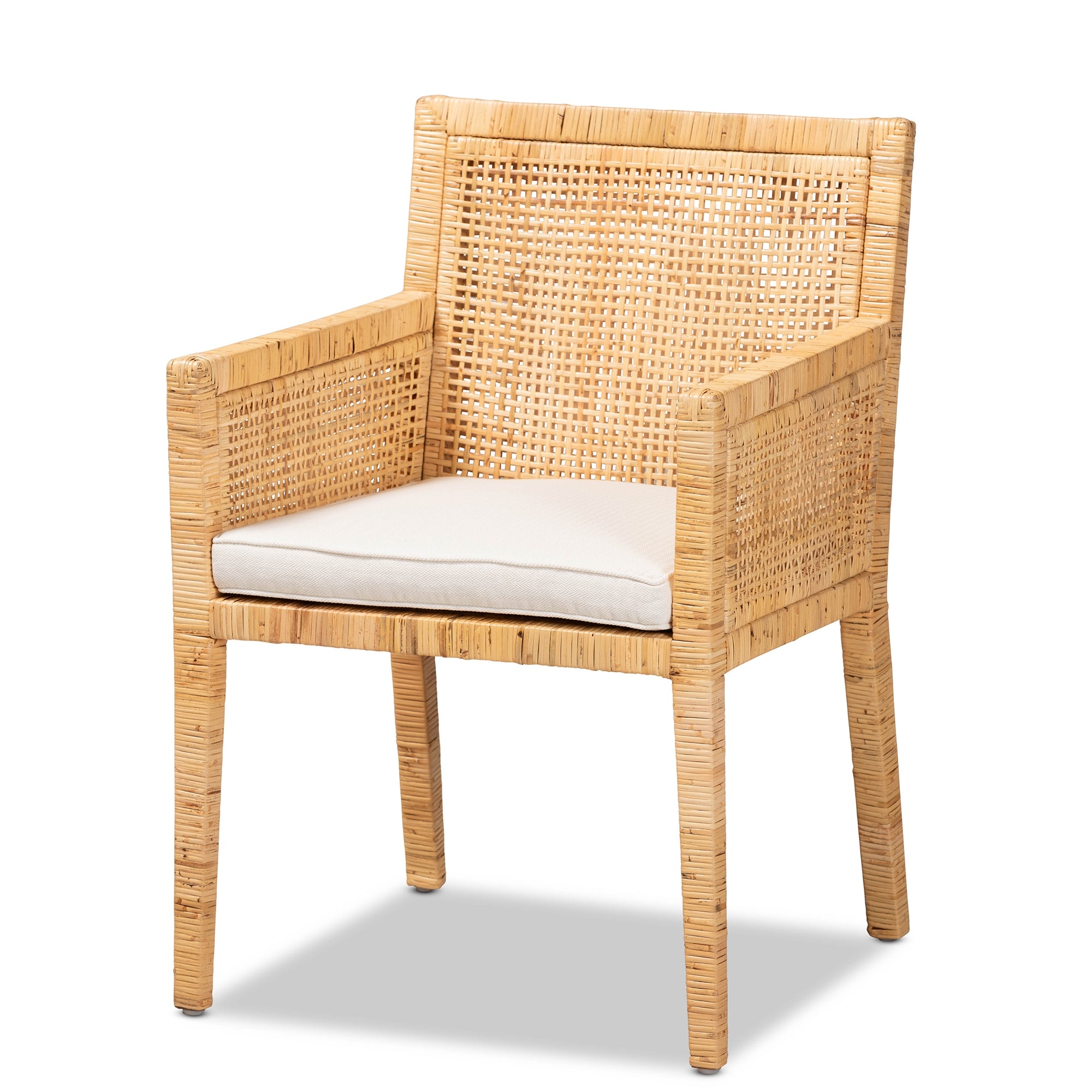 bali & pari Karis Modern and Contemporary Natural Finished Wood and Rattan Dining Chair
