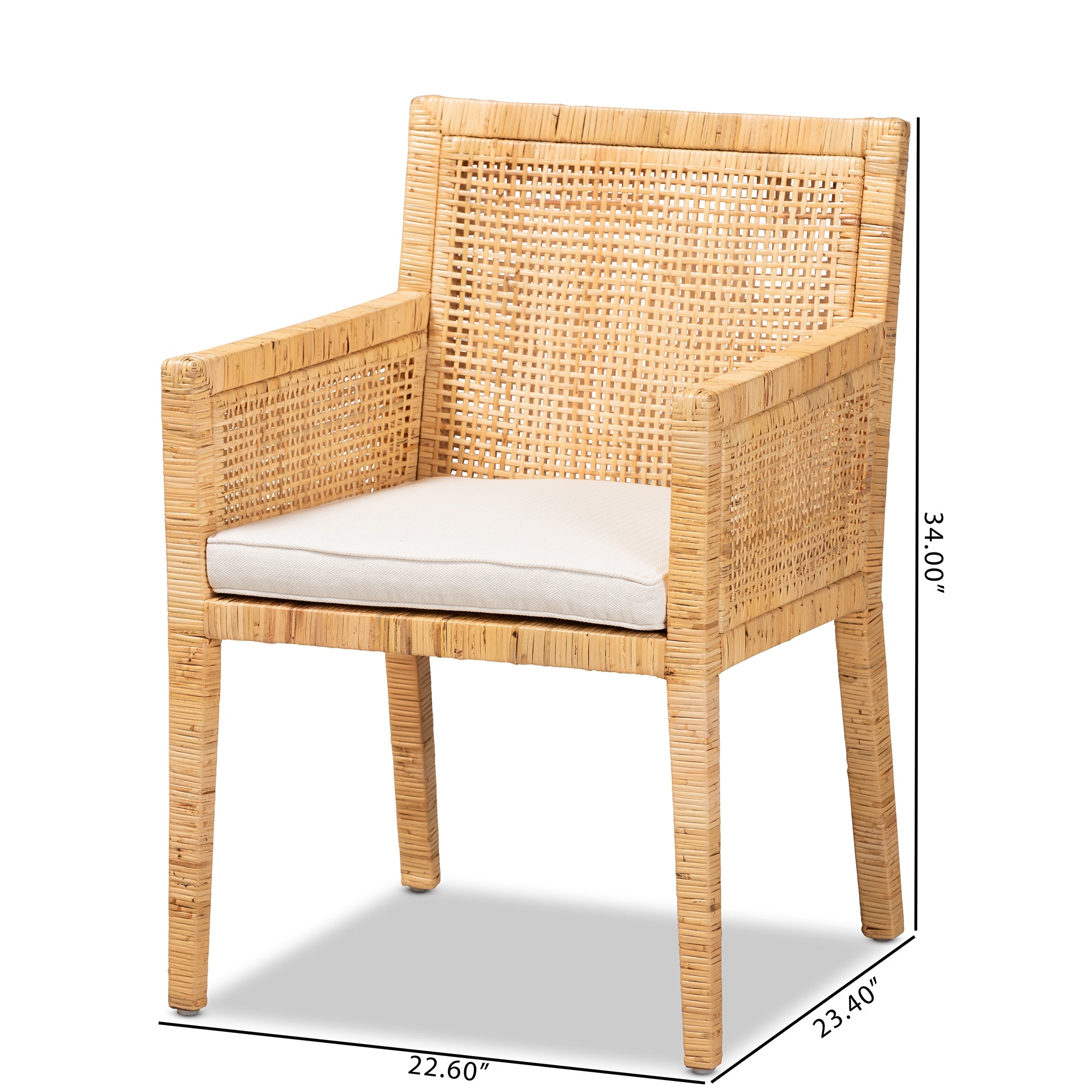 bali & pari Karis Modern and Contemporary Natural Finished Wood and Rattan Dining Chair