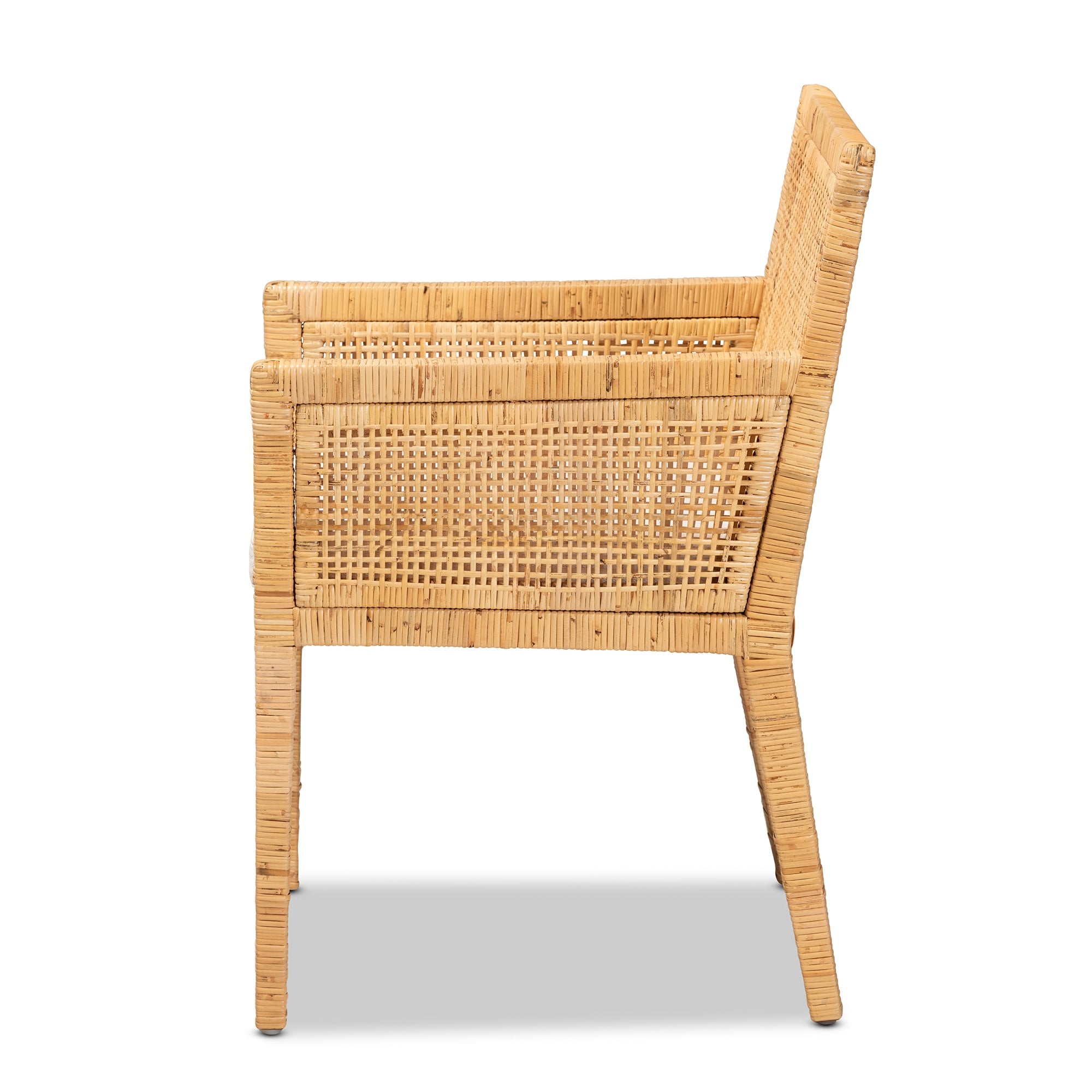 bali & pari Karis Modern and Contemporary Natural Finished Wood and Rattan Dining Chair