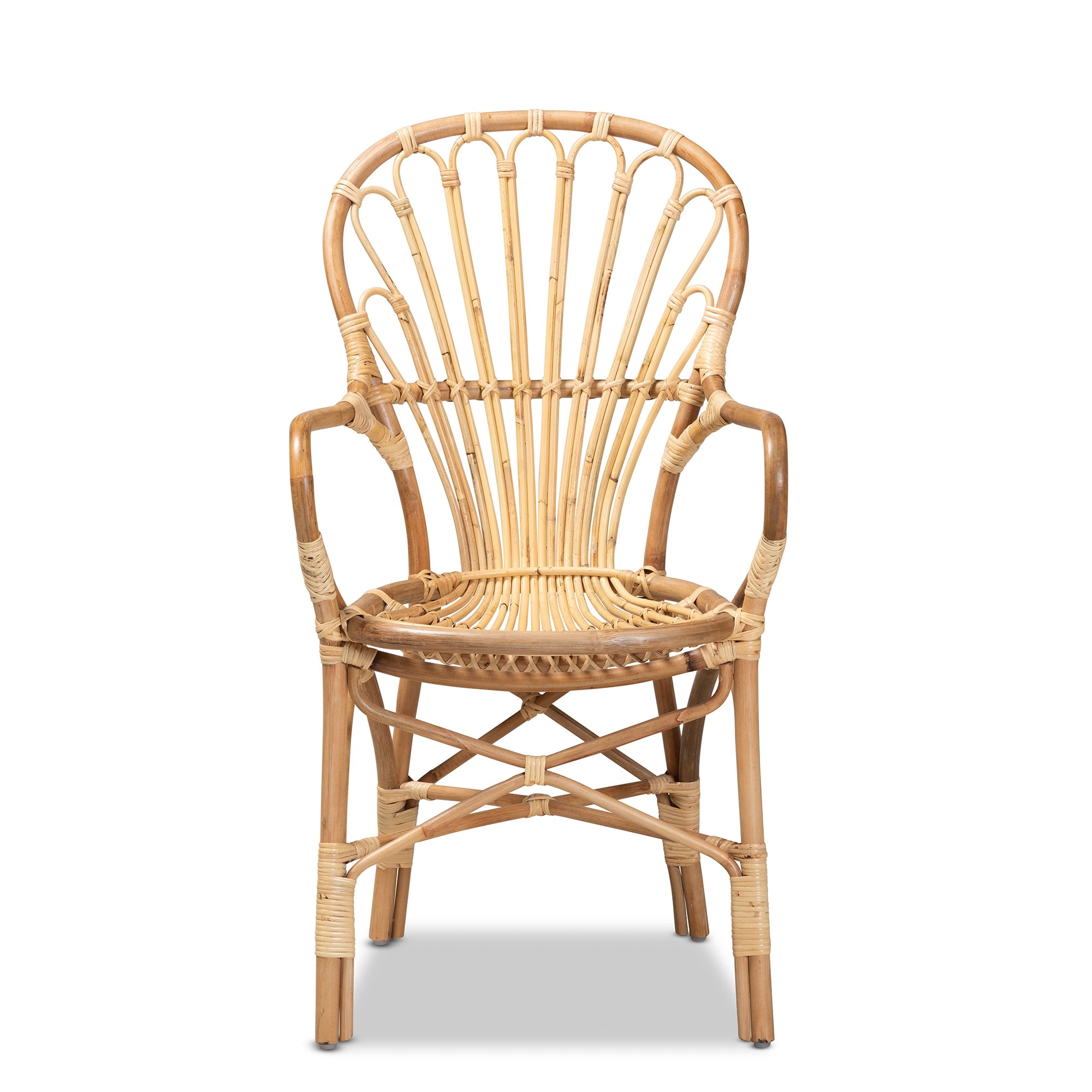 bali & pari Sheraton Modern and Contemporary Natural Finished Rattan Dining Chair