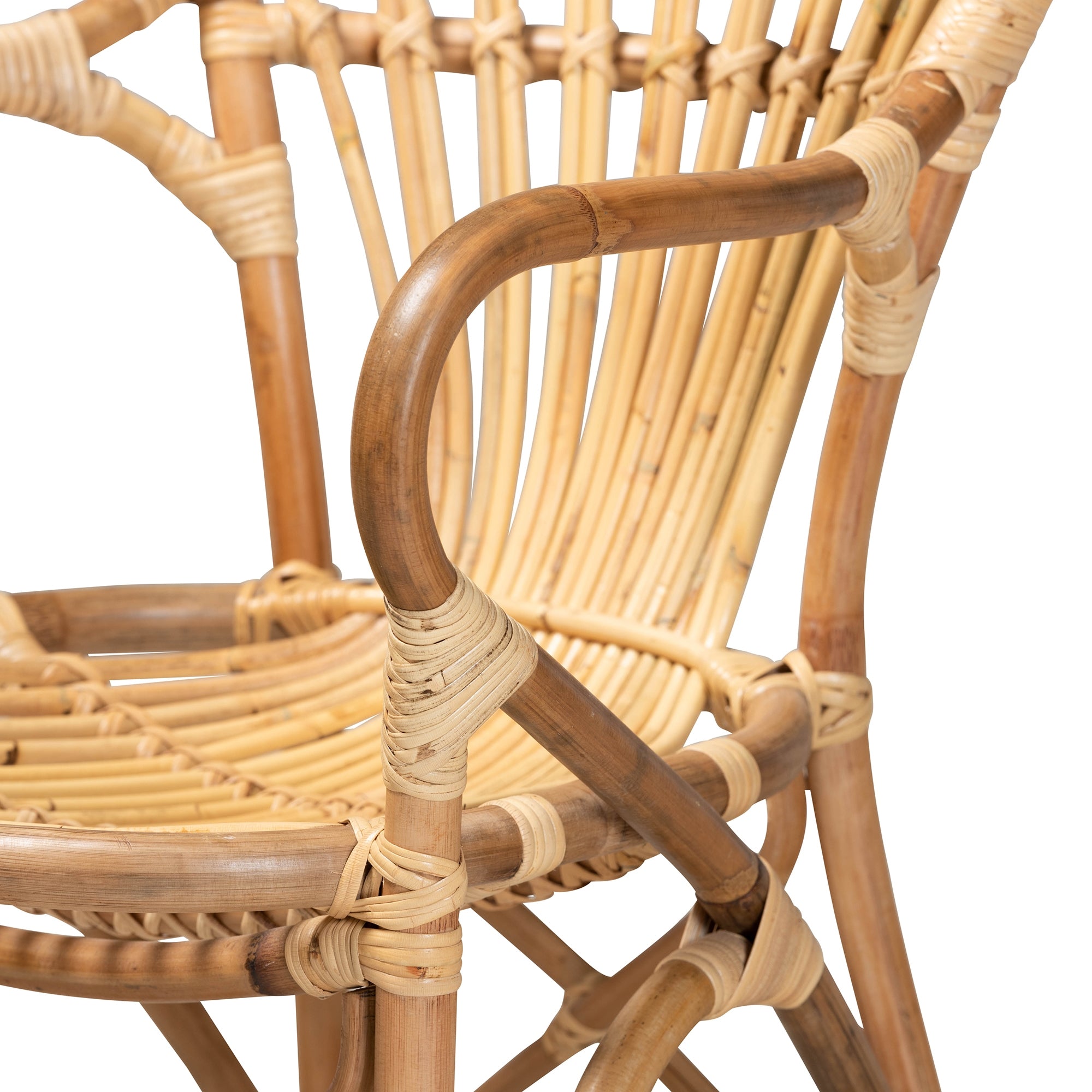 bali & pari Sheraton Modern and Contemporary Natural Finished Rattan Dining Chair