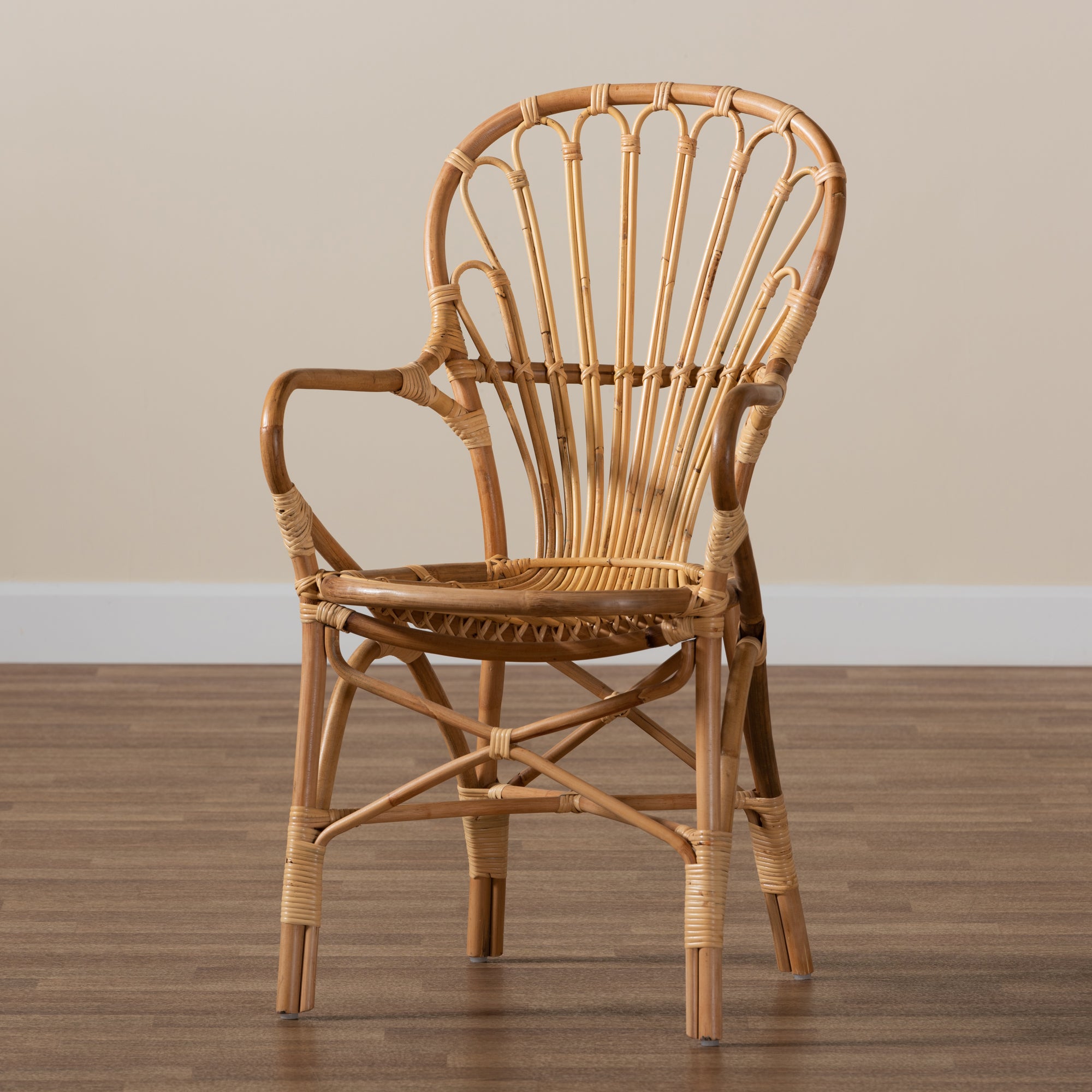 bali & pari Sheraton Modern and Contemporary Natural Finished Rattan Dining Chair