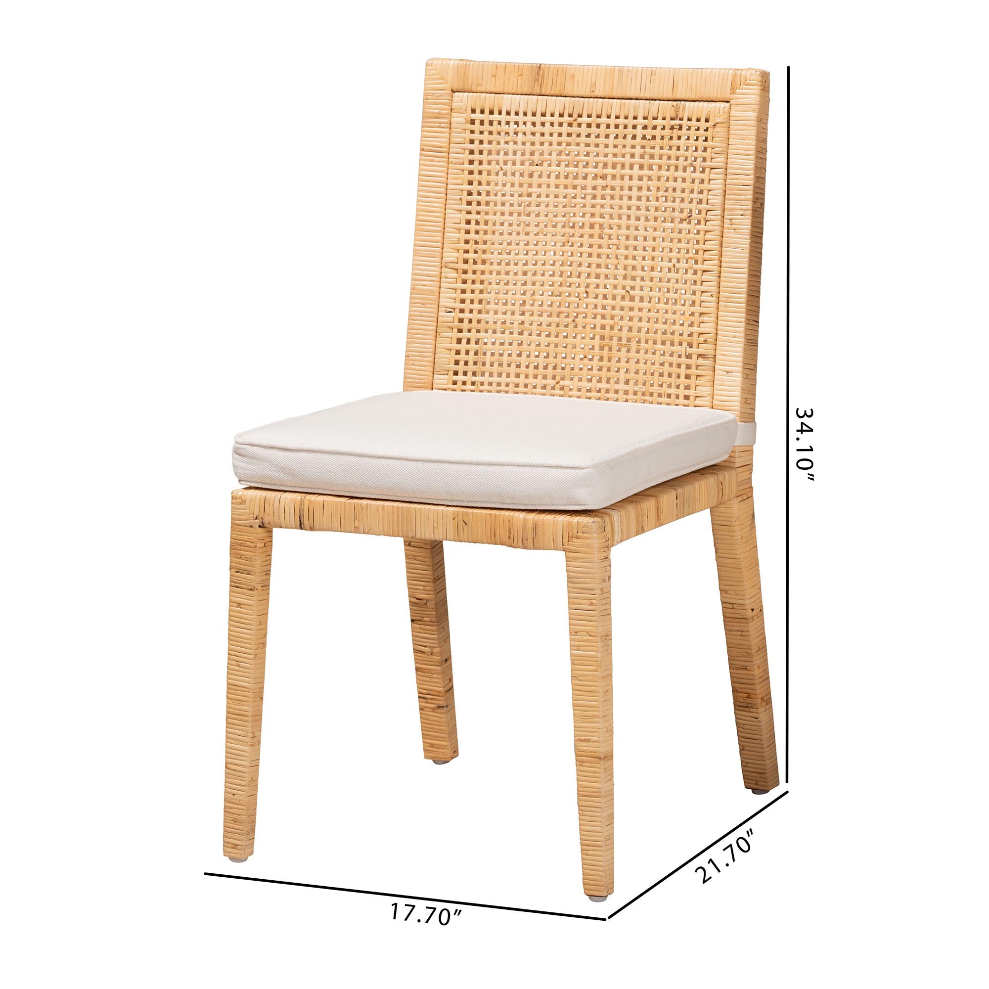 bali & pari Sofia Modern and Contemporary Natural Finished Wood and Rattan Dining Chair