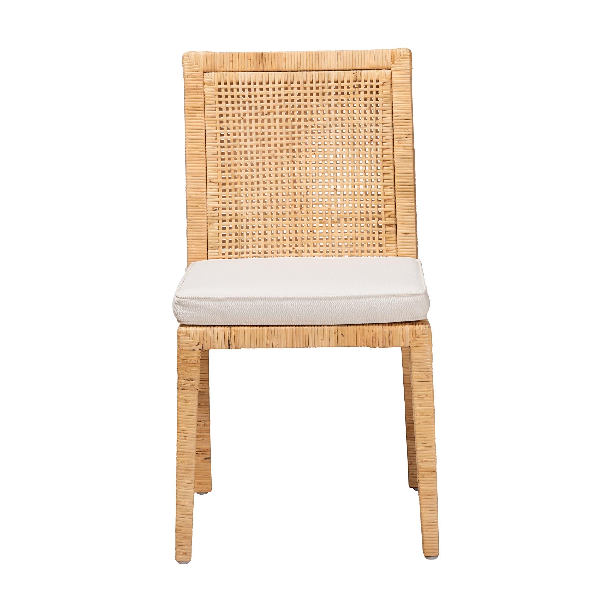 bali & pari Sofia Modern and Contemporary Natural Finished Wood and Rattan Dining Chair