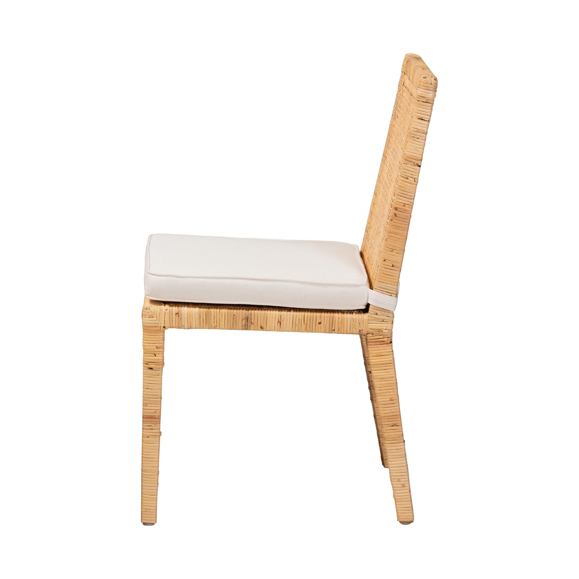 bali & pari Sofia Modern and Contemporary Natural Finished Wood and Rattan Dining Chair