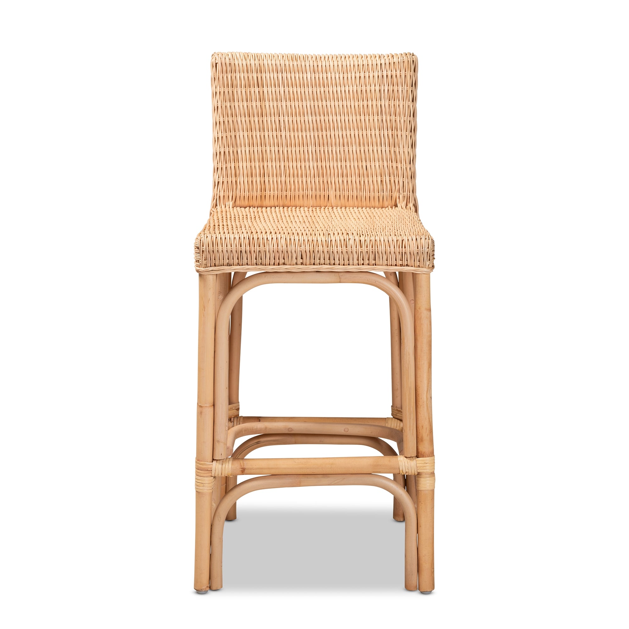 bali & pari Athena Modern and Contemporary Natural Finished Rattan Counter Stool