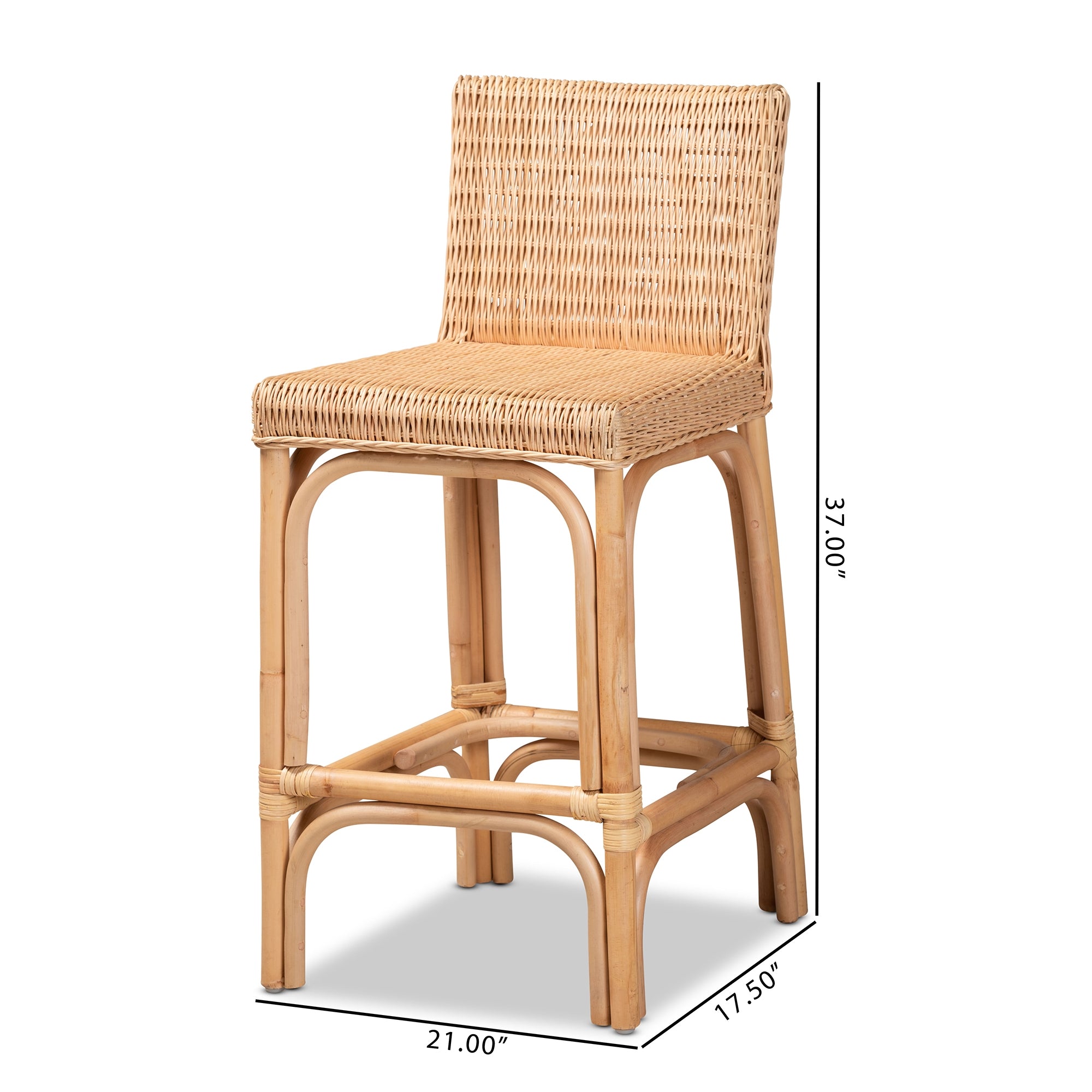 bali & pari Athena Modern and Contemporary Natural Finished Rattan Counter Stool