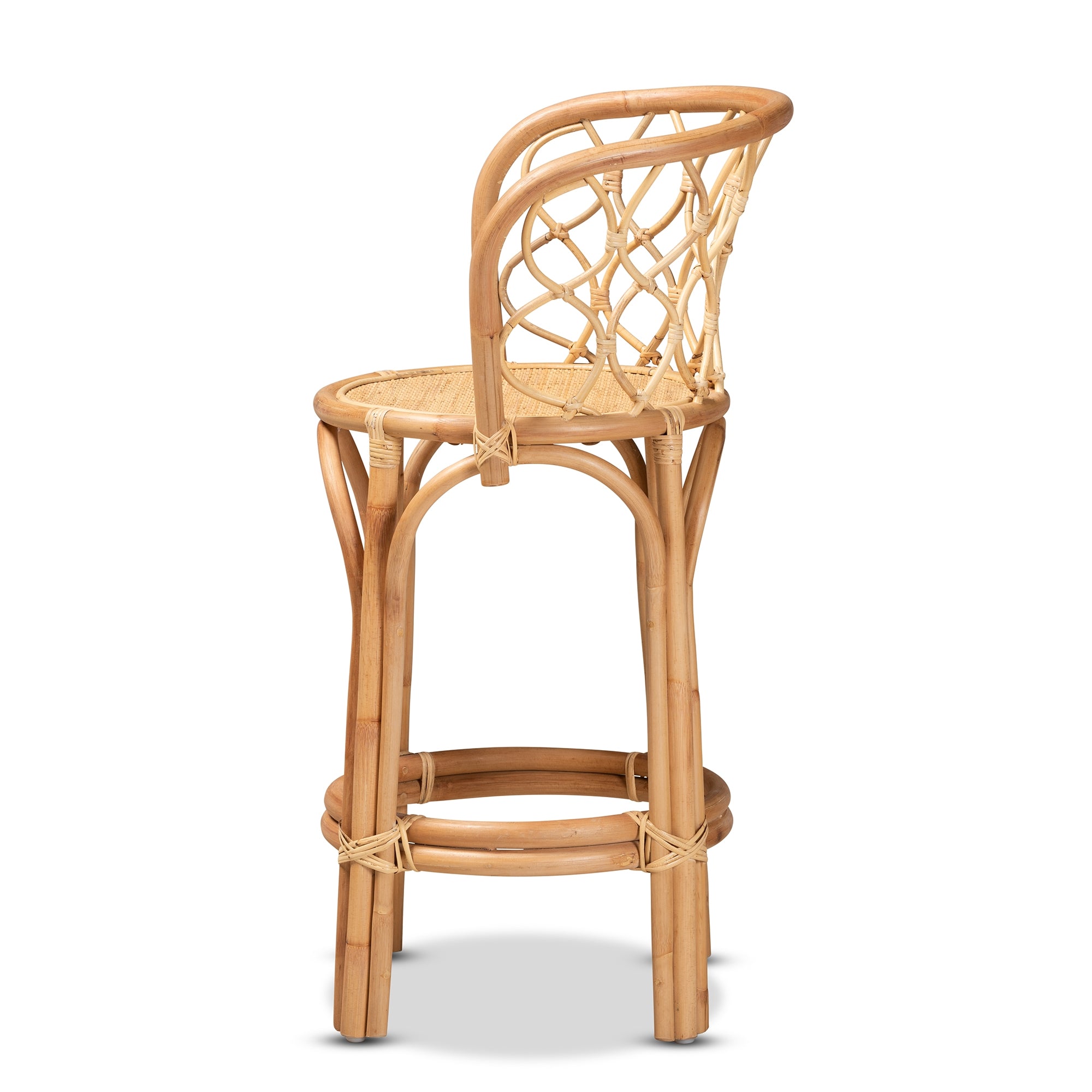 bali & pari Diana Modern and Contemporary Natural Finished Rattan Counter Stool
