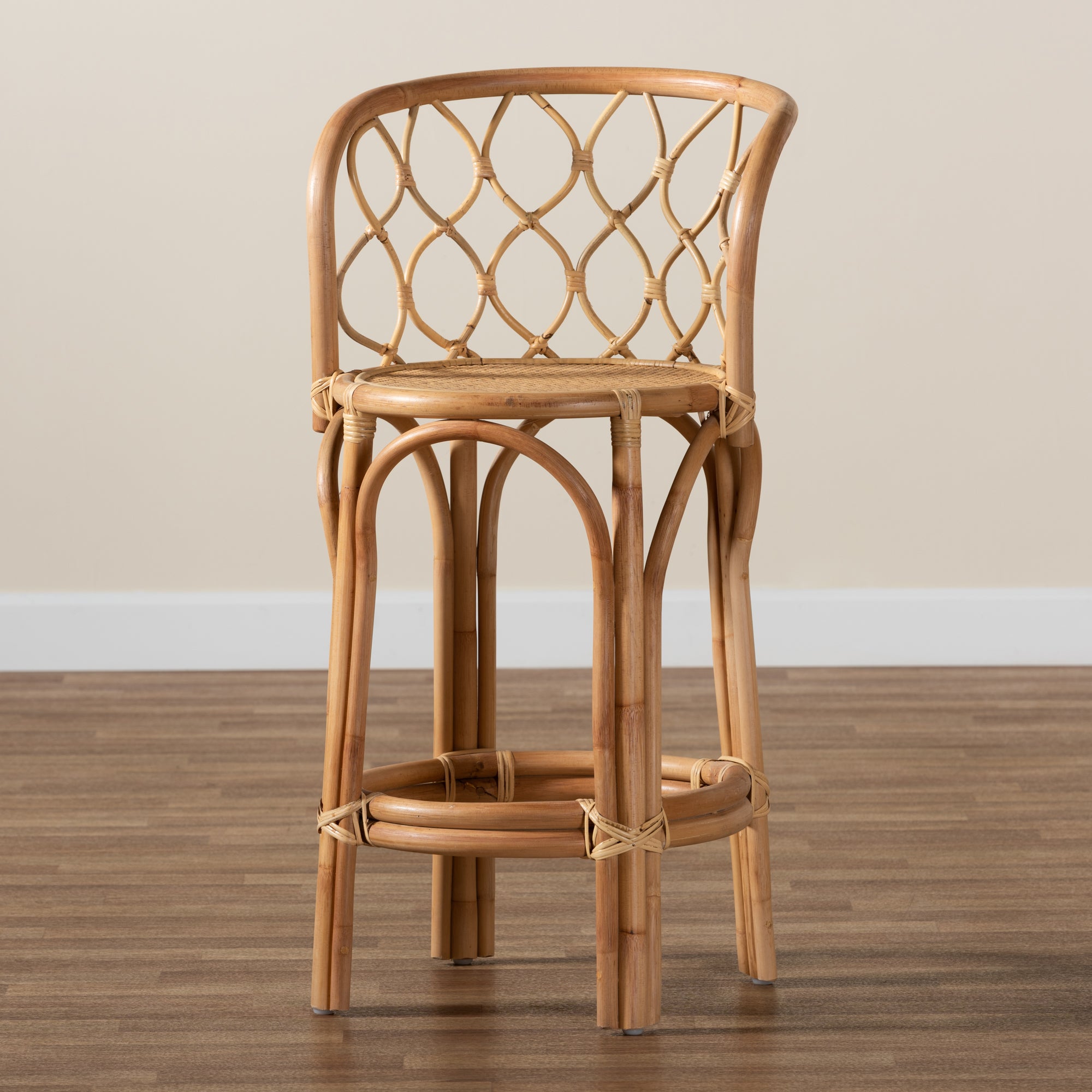 bali & pari Diana Modern and Contemporary Natural Finished Rattan Counter Stool