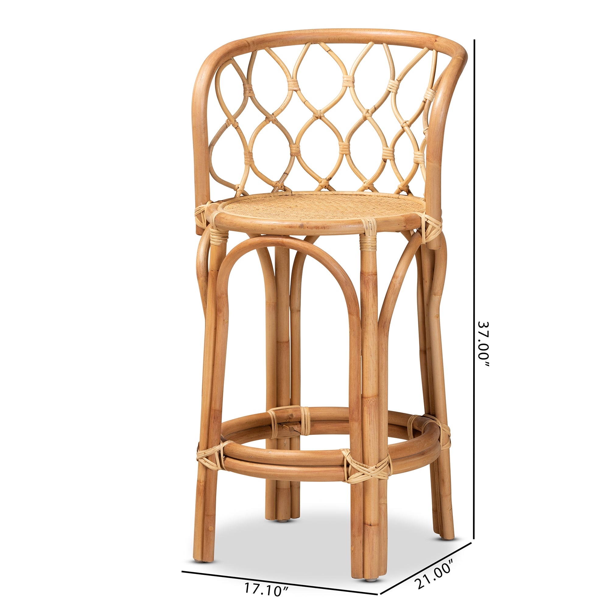 bali & pari Diana Modern and Contemporary Natural Finished Rattan Counter Stool