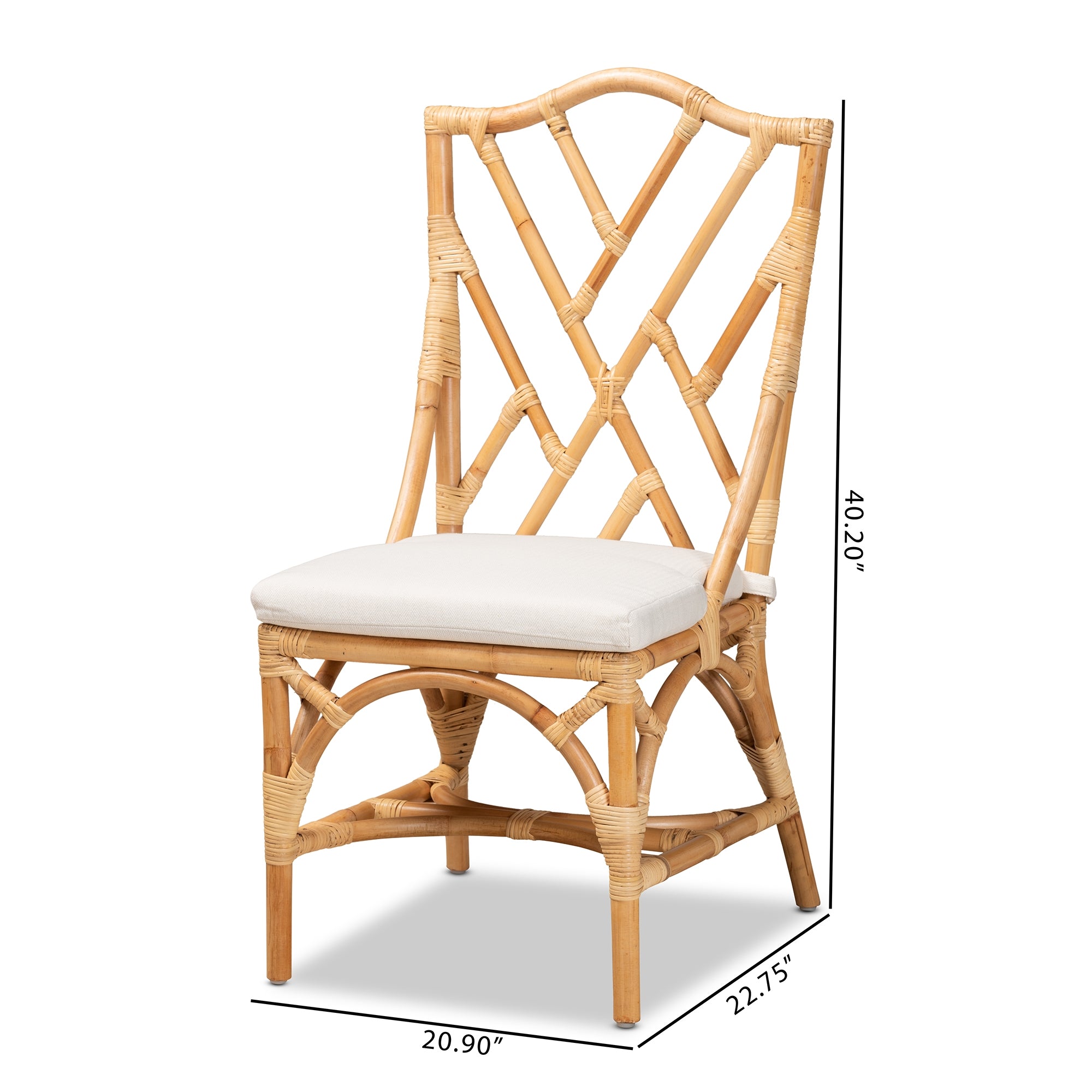 bali & pari Sonia Modern and Contemporary Natural Finished Rattan Dining Chair