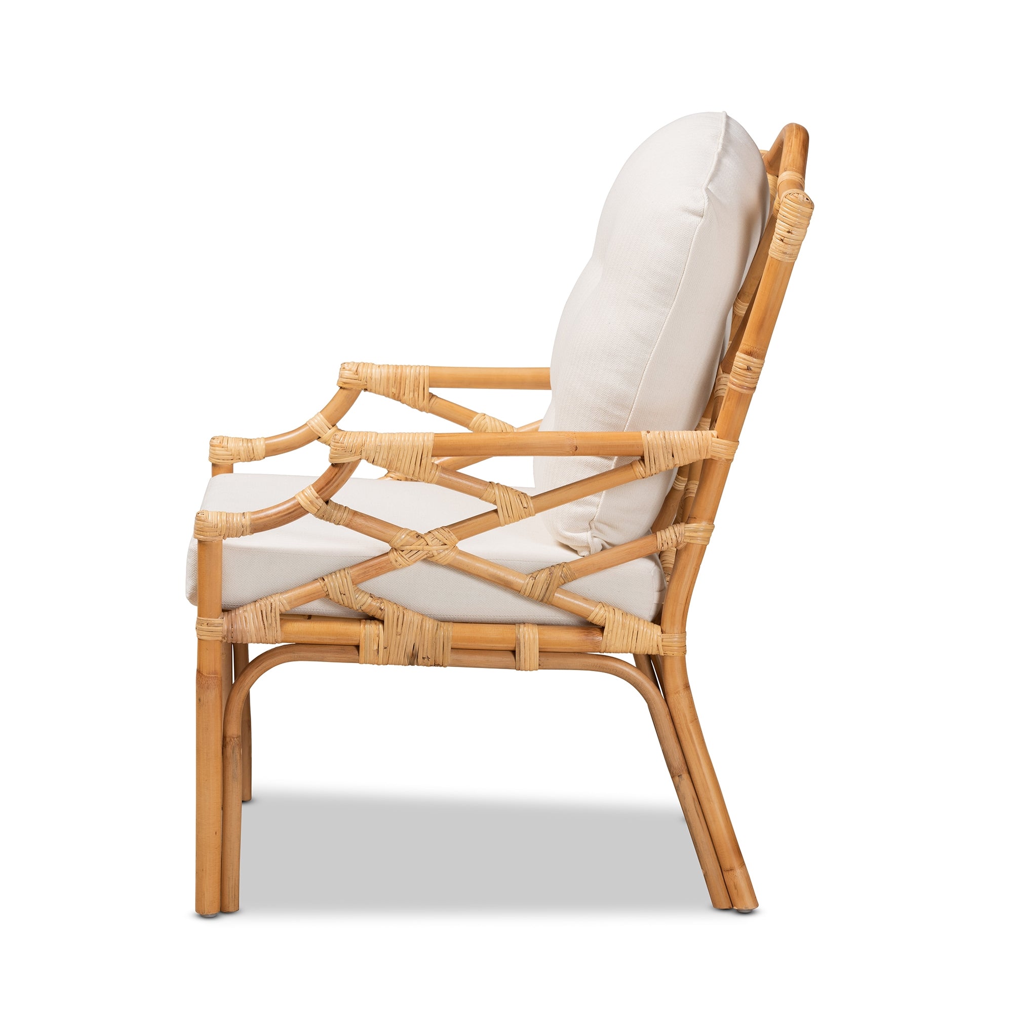 bali & pari Sonia Modern and Contemporary Natural Finished Rattan Armchair