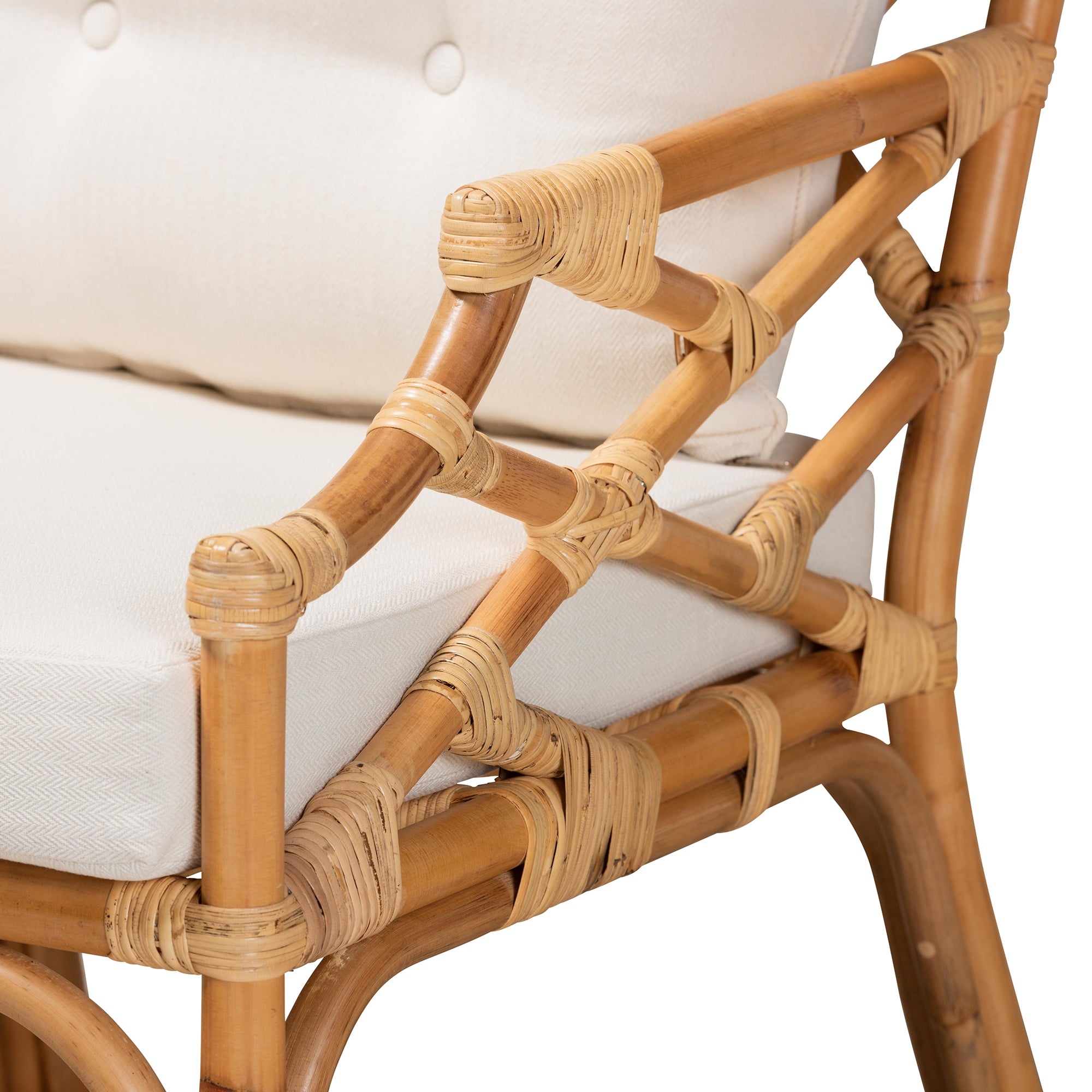 bali & pari Sonia Modern and Contemporary Natural Finished Rattan Armchair