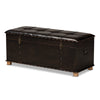 Baxton Studio Janna Rustic Transitional Dark Brown Faux Leather Upholstered and Oak Brown Finished Wood Storage Ottoman