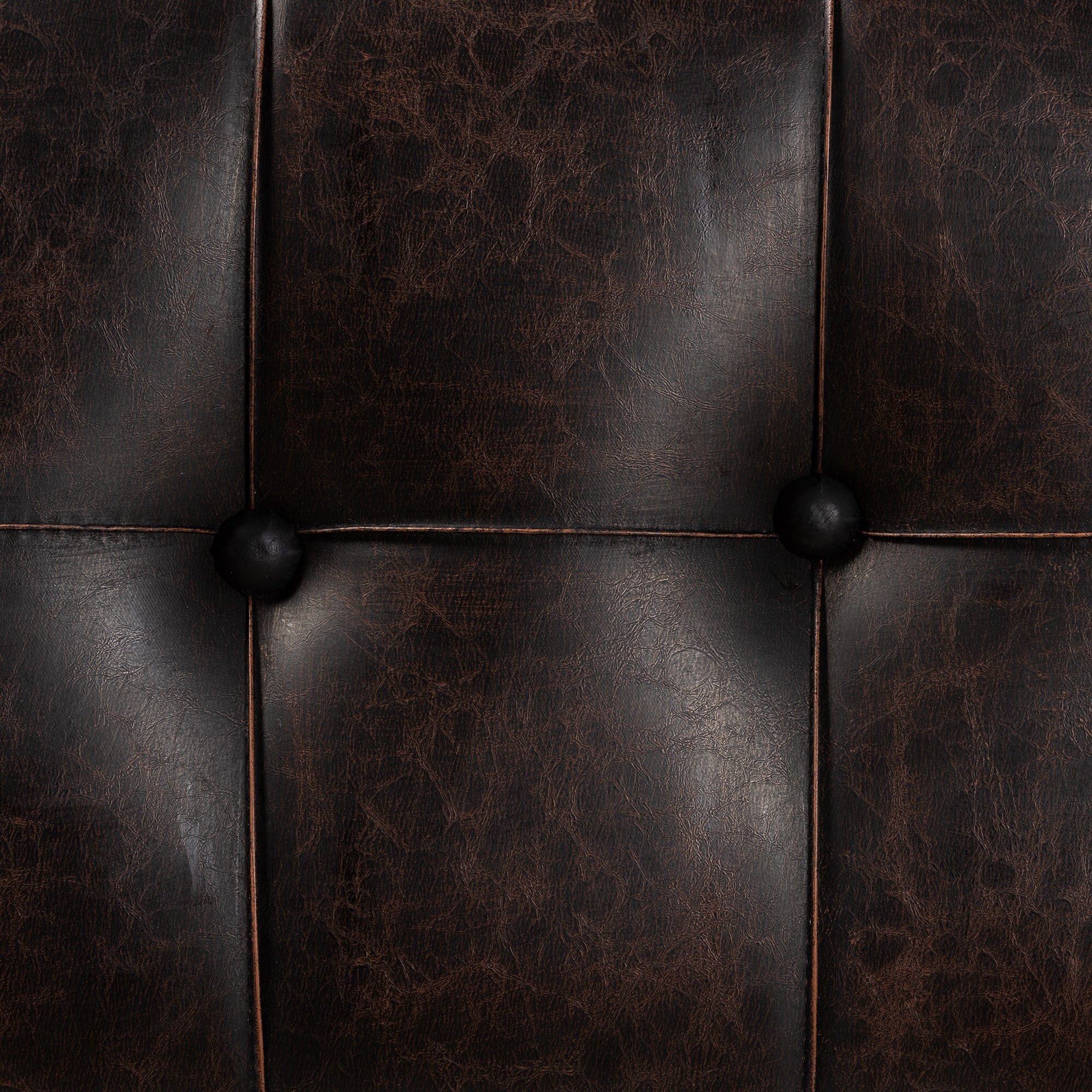 Baxton Studio Edmund Rustic Transitional Dark Brown Faux Leather Upholstered and Oak Brown Finished Wood Storage Ottoman