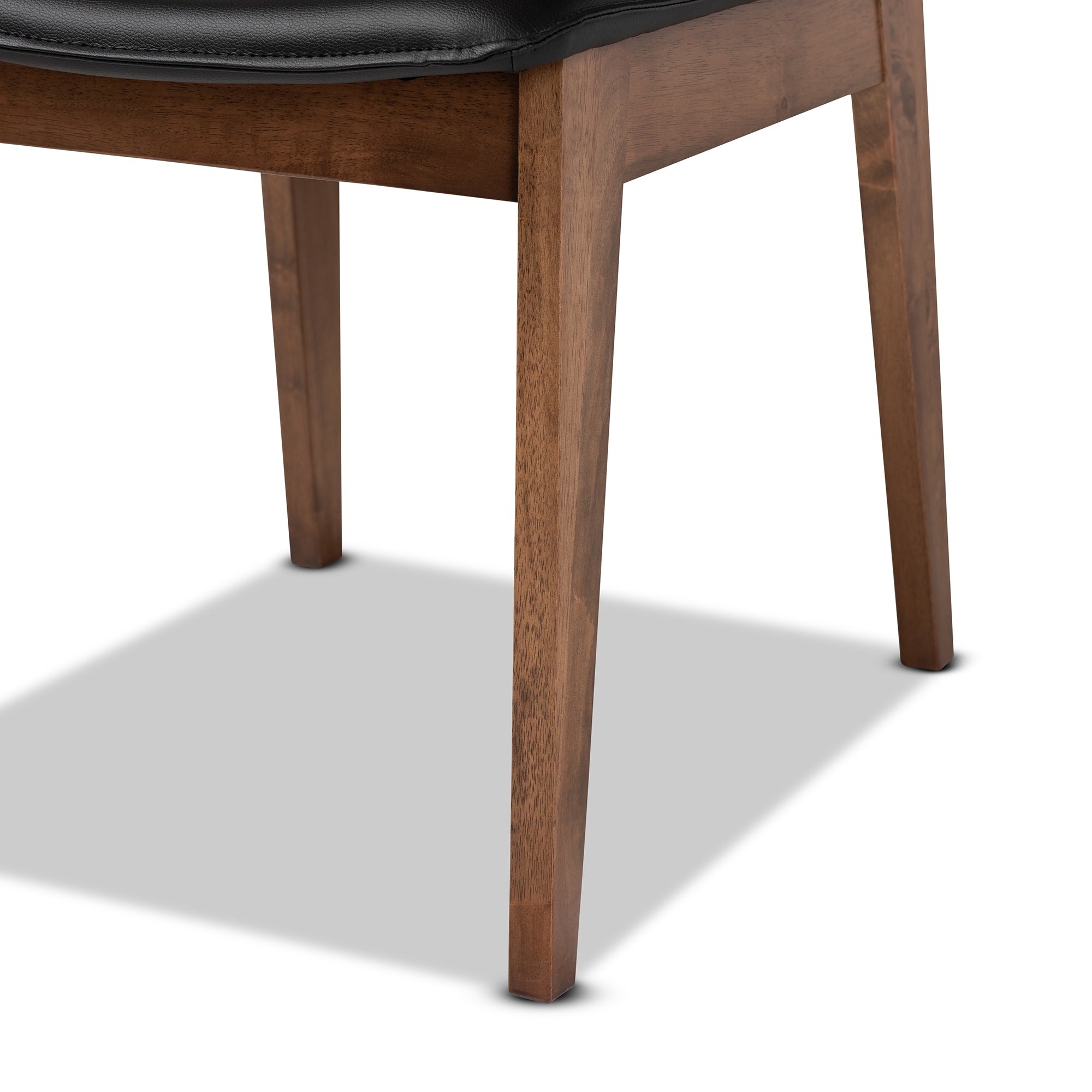 Baxton Studio Afton Mid-Century Modern Black Faux Leather Upholstered and Walnut Brown Finished Wood 2-Piece Dining Chair Set