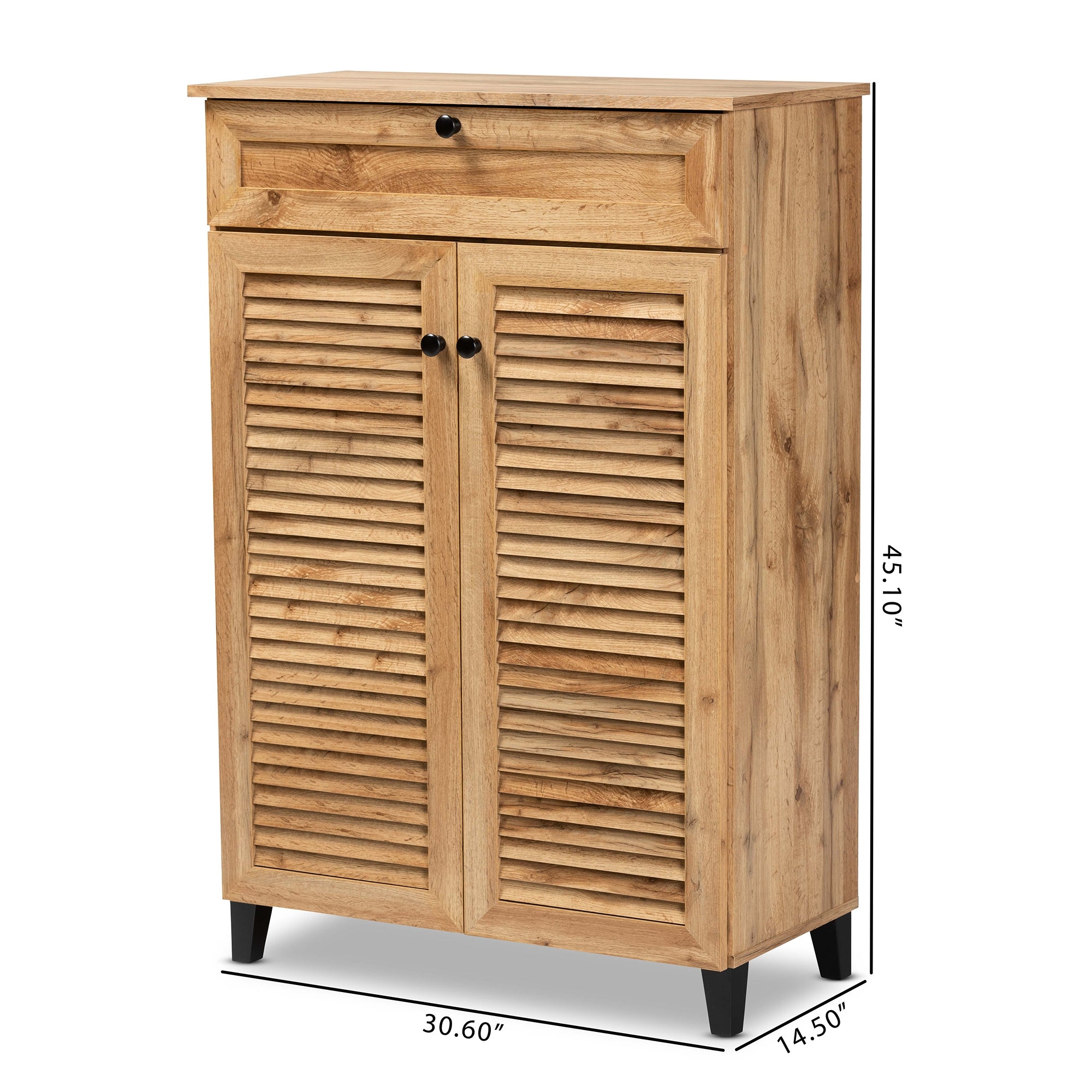 Baxton Studio Coolidge Modern and Contemporary Oak Brown Finished Wood 5-Shelf Shoe Storage Cabinet