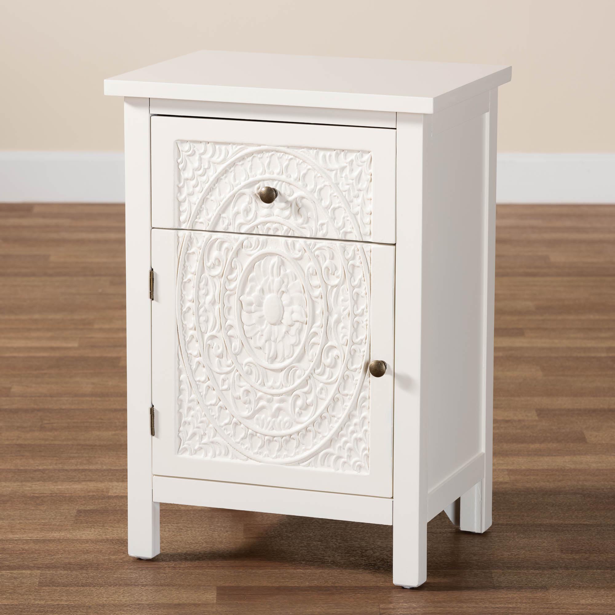 Baxton Studio Lambert Classic and Traditional White Finished Wood 1-Drawer End Table