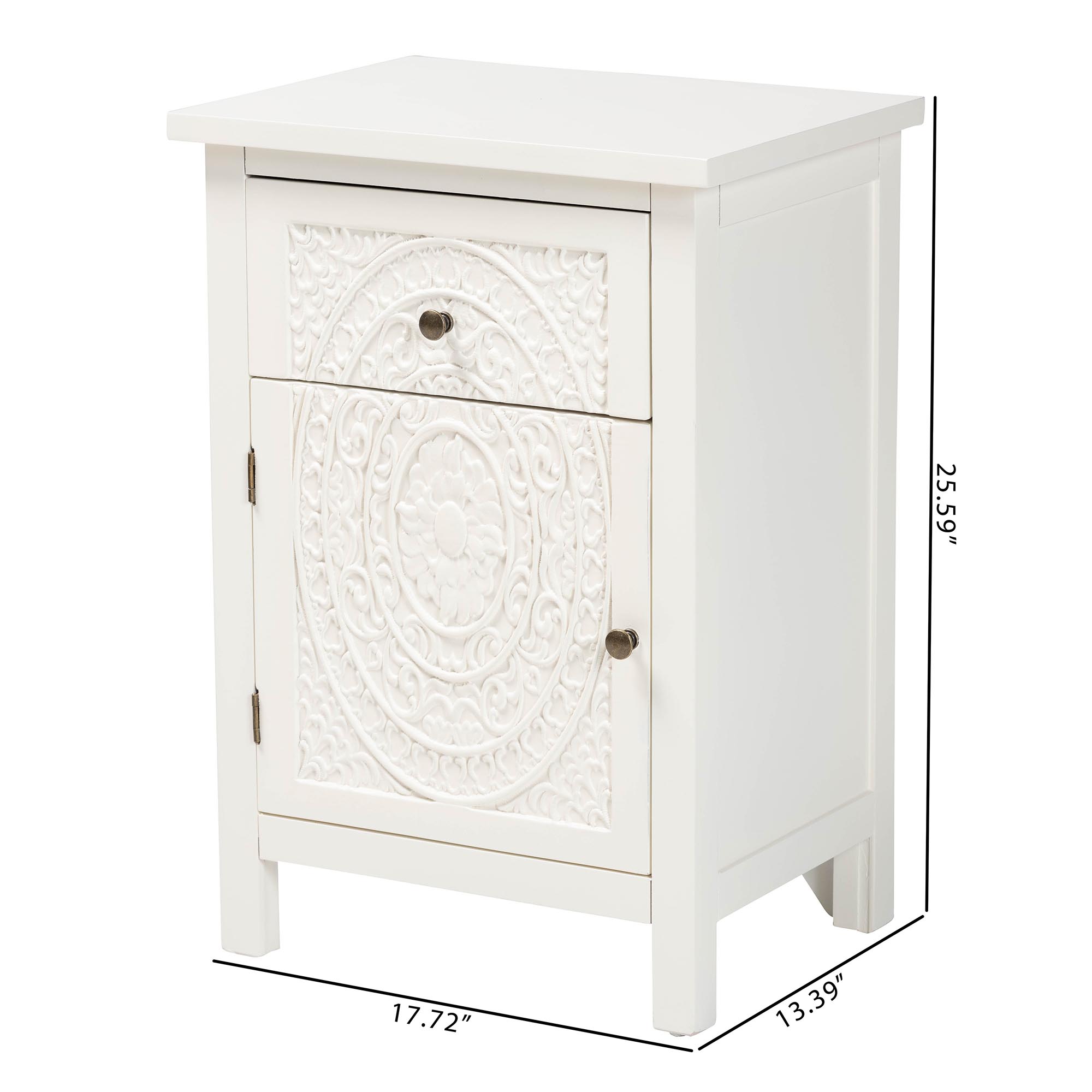 Baxton Studio Lambert Classic and Traditional White Finished Wood 1-Drawer End Table