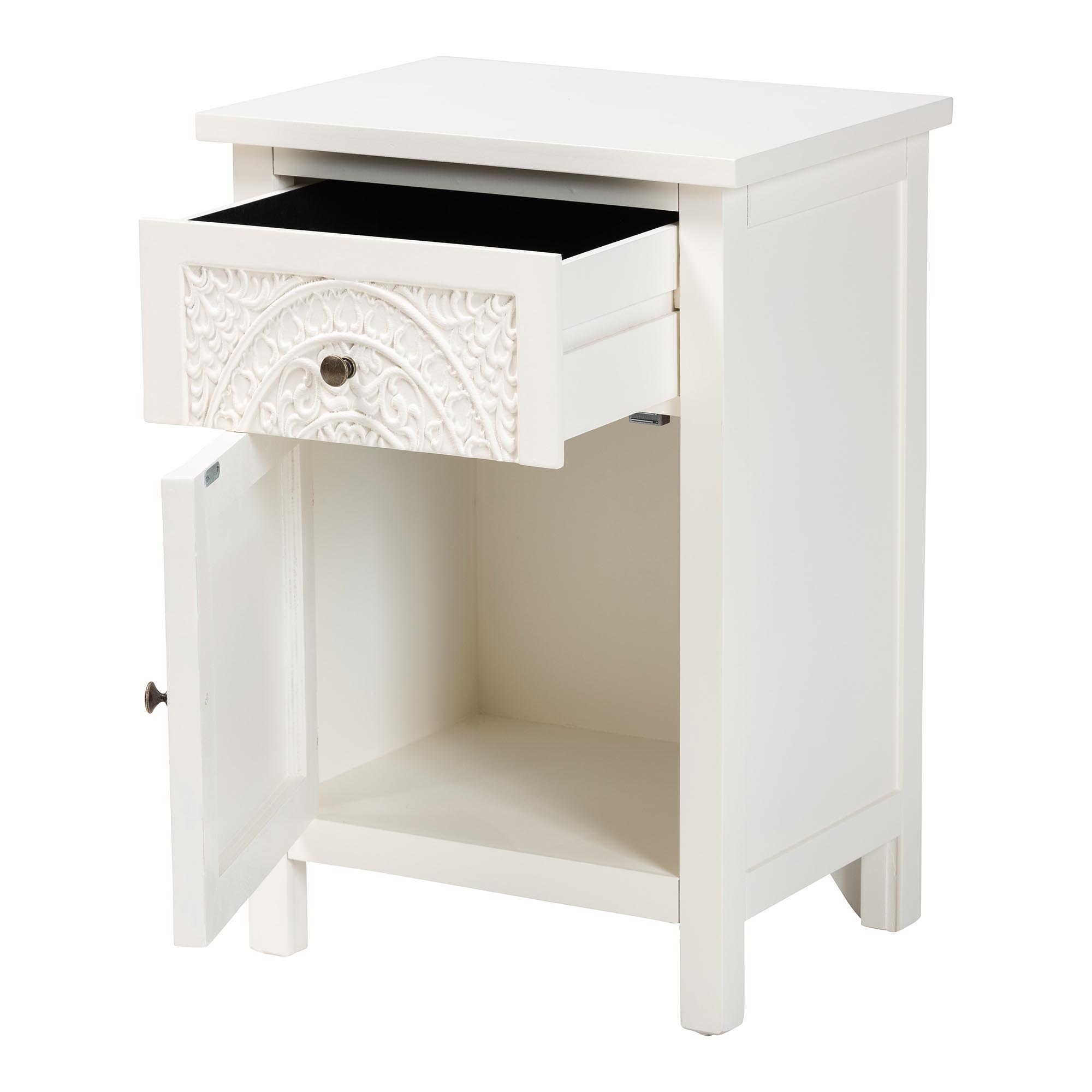 Baxton Studio Lambert Classic and Traditional White Finished Wood 1-Drawer End Table